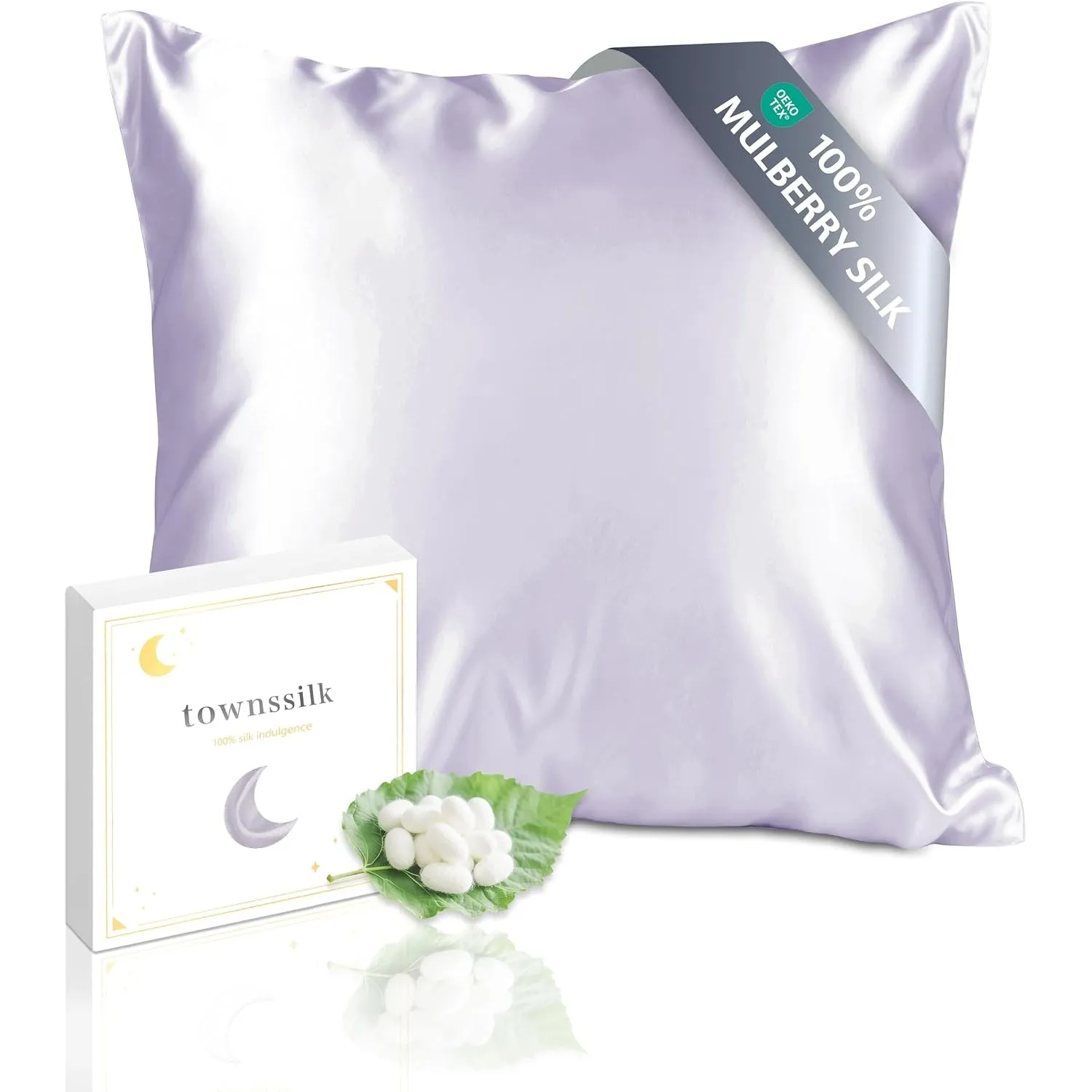 townssilk Kissenbezug Seide 100% 19mm Pure Maulbeerseide,Beidseitig Seide,für Haar Haut Gesundheit,kopfkissenbezug Seid…