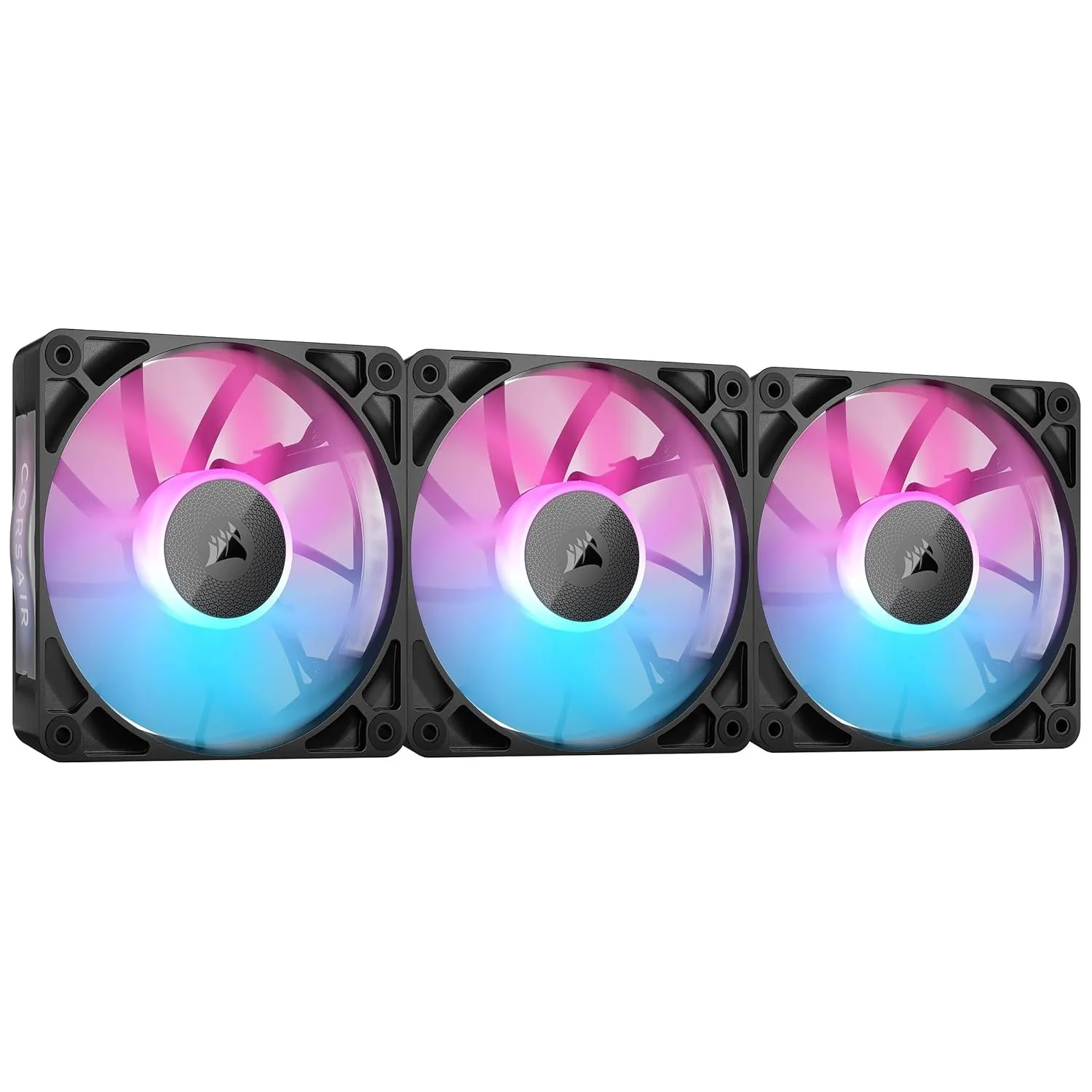 CORSAIR iCUE LINK RX120 RGB 120mm PWM-Lüfters mit iCUE LINK System Hub - Magnetisches Kuppellager - Dreierpack - Schwarz