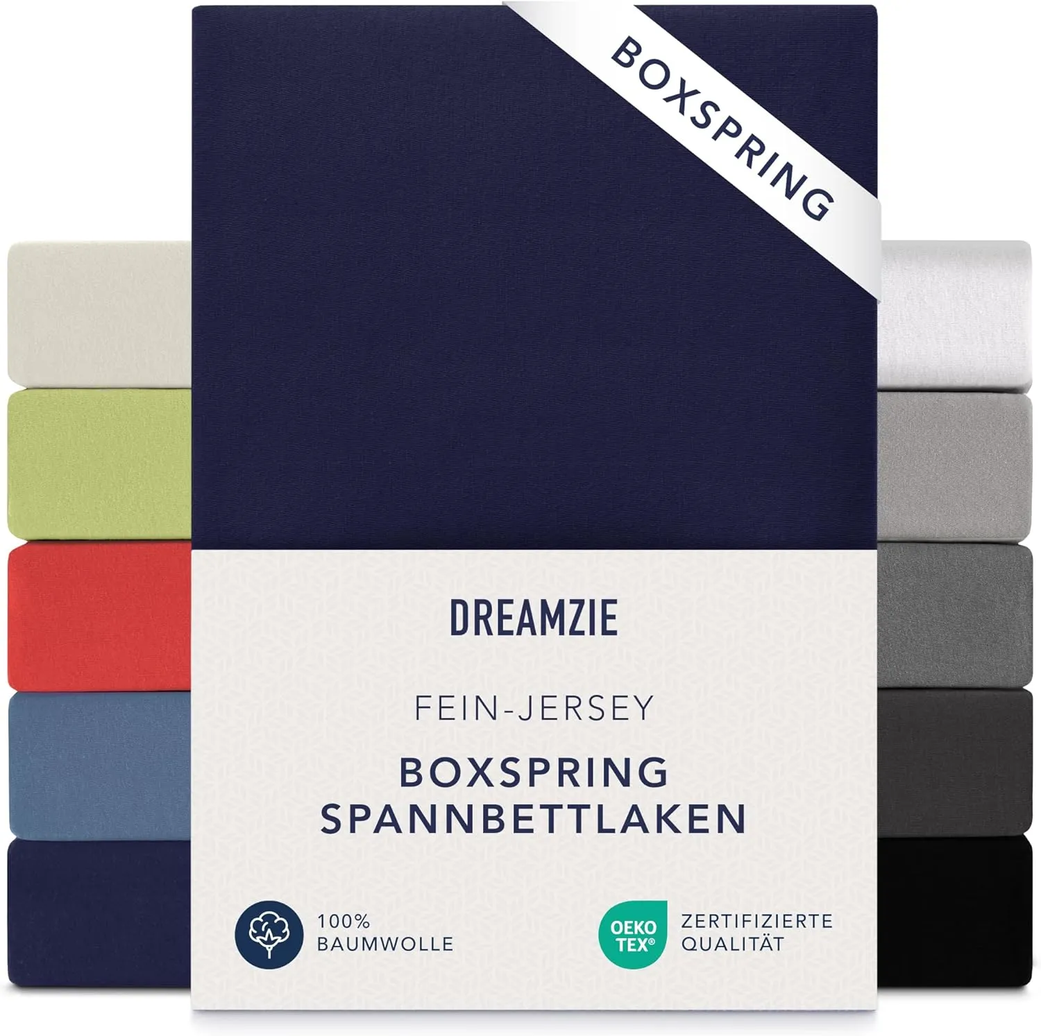 Dreamzie Premium Fitted Sheet 180 x 200 cm – 200 x 200 cm – 37 cm Side Height – also for Box Spring Beds and Waterbeds …
