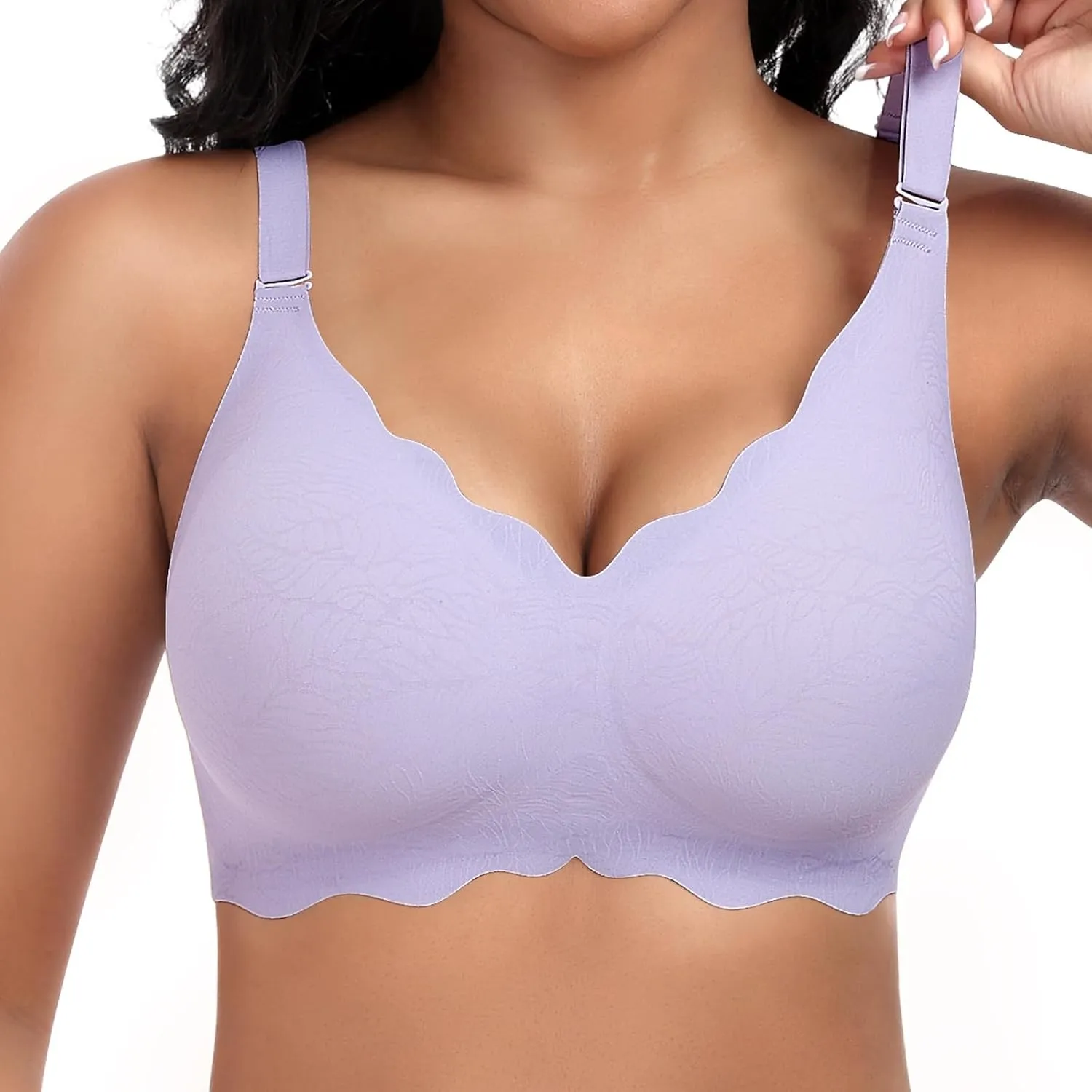 Jiuday BH Damen ohne Bügel Große Brüste Soft Bequemer Jelly Bra Nahtloser Push Up BH Seamless T Shirt Bügelloser Gepols…