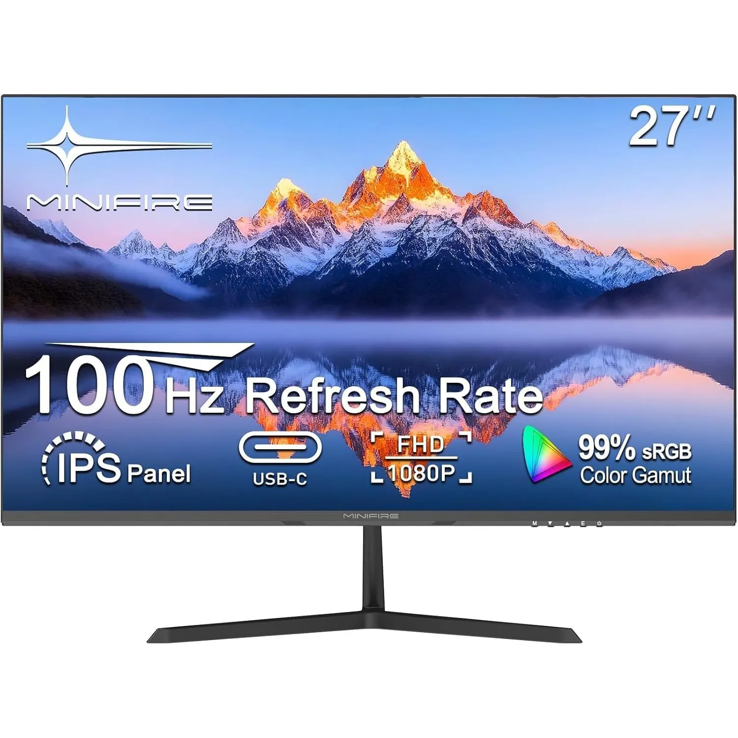 Minifire USB-C Monitor 27 Zoll Bildschirm im rahmenlosen Design, IPS, 100Hz,FHD(1080P), sRGB110%, 300 Nits, FreeSync, E…