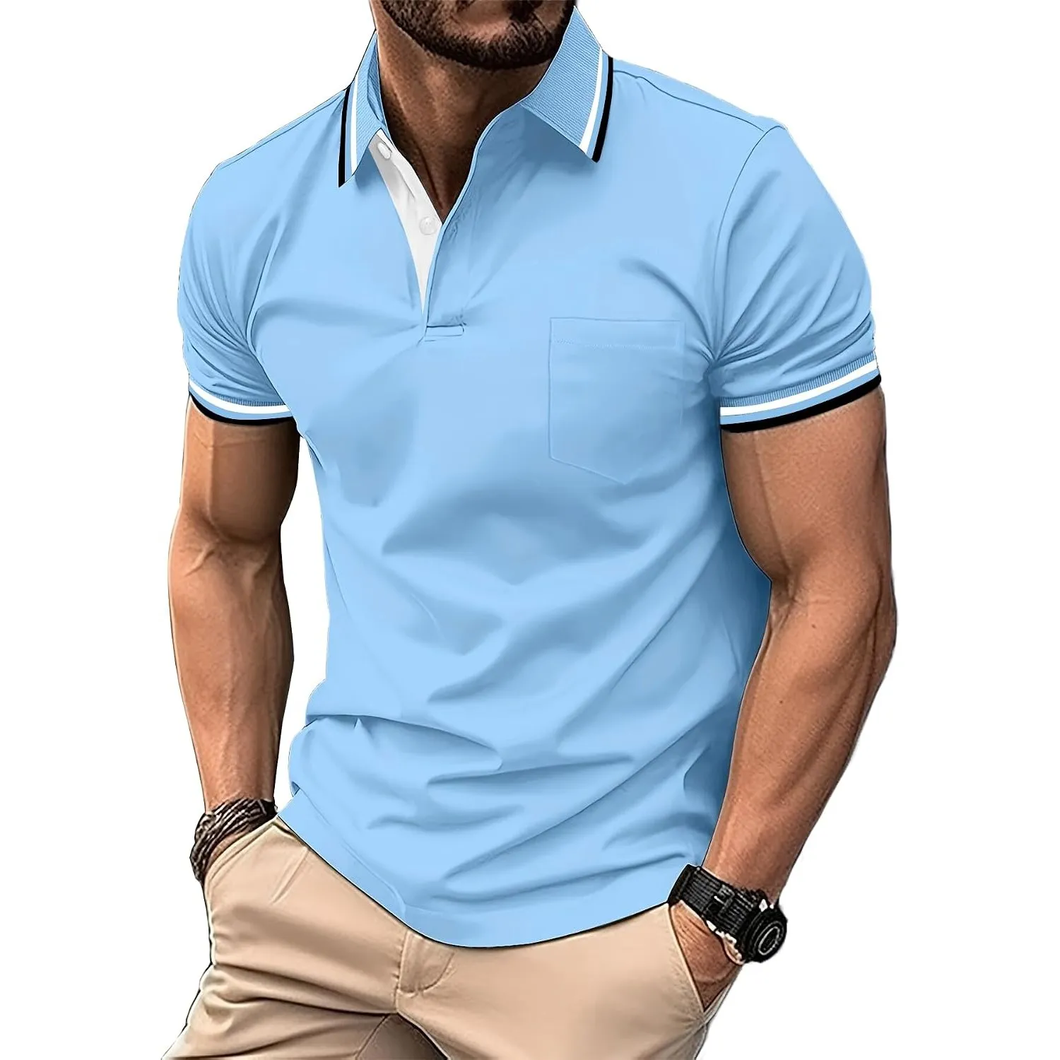 zitysport Poloshirt Herren Kurzarm mit Brusttasche Polo
