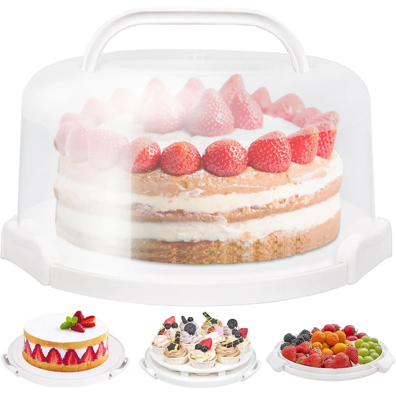Ohuhu Kuchen Transportbox, 3 in 1 Multifunktional Tortenbox für 10" Kuchen