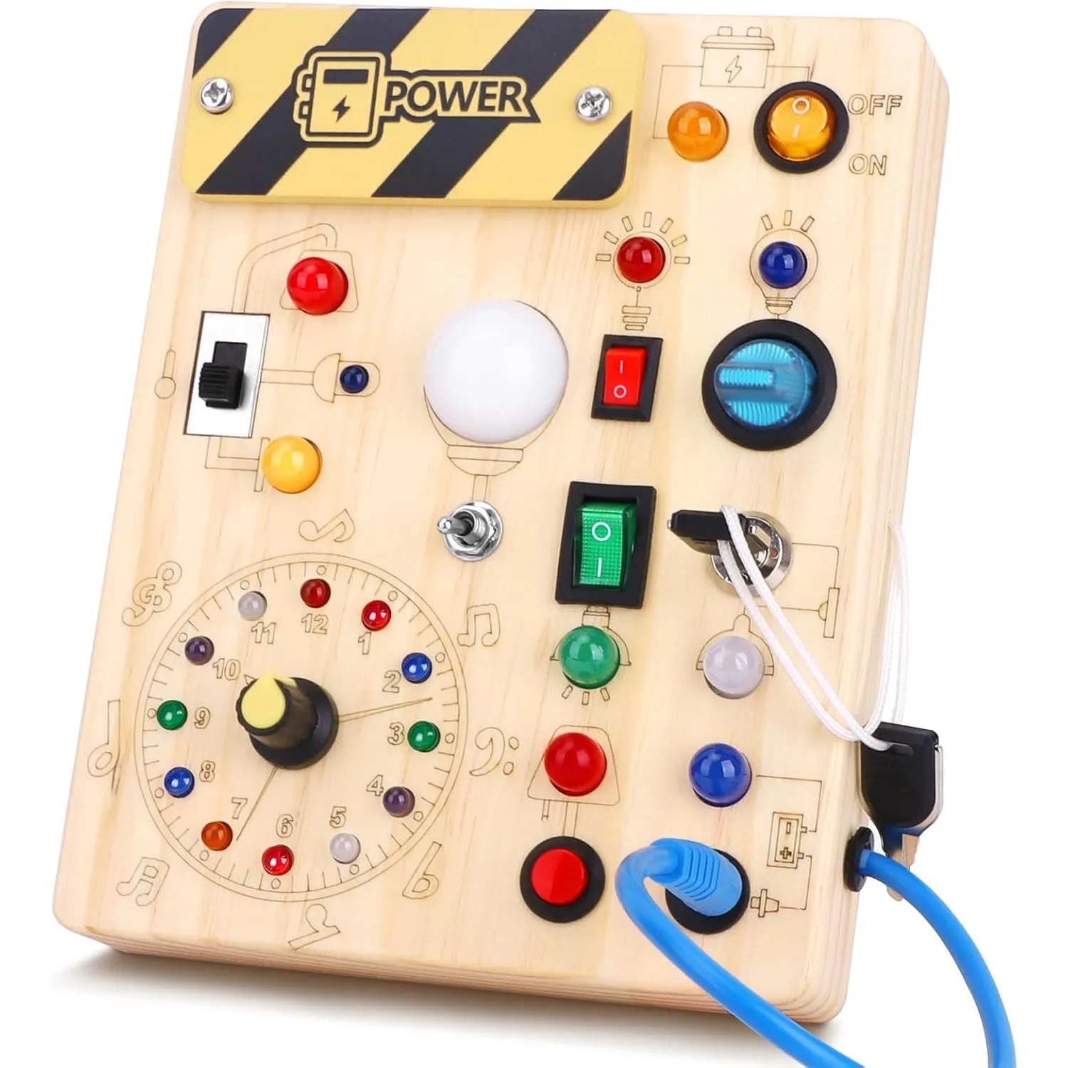 Montessori Toys Clock Busy Board Montessori Spielzeug ab 1 jahr Uhr Aktivitätsbrett Holzspielzeug mit 10 Schaltern und …