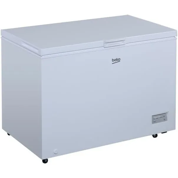 Beko CF316EWN Gefriertruhe, Kühltruhe, 308 l Nutzvolumen, 1 Gefriergutkorb, Temperaturalarm, Transportrollen, LED-Anzei…