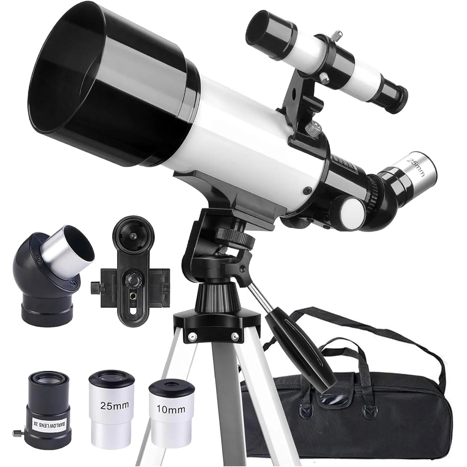 Teleskop Erwachsene, inkl. Linsen, Handyhalterung, Tragetasche, 70mm Aperture 400mm Refraktor Teleskope für Anfänger & …