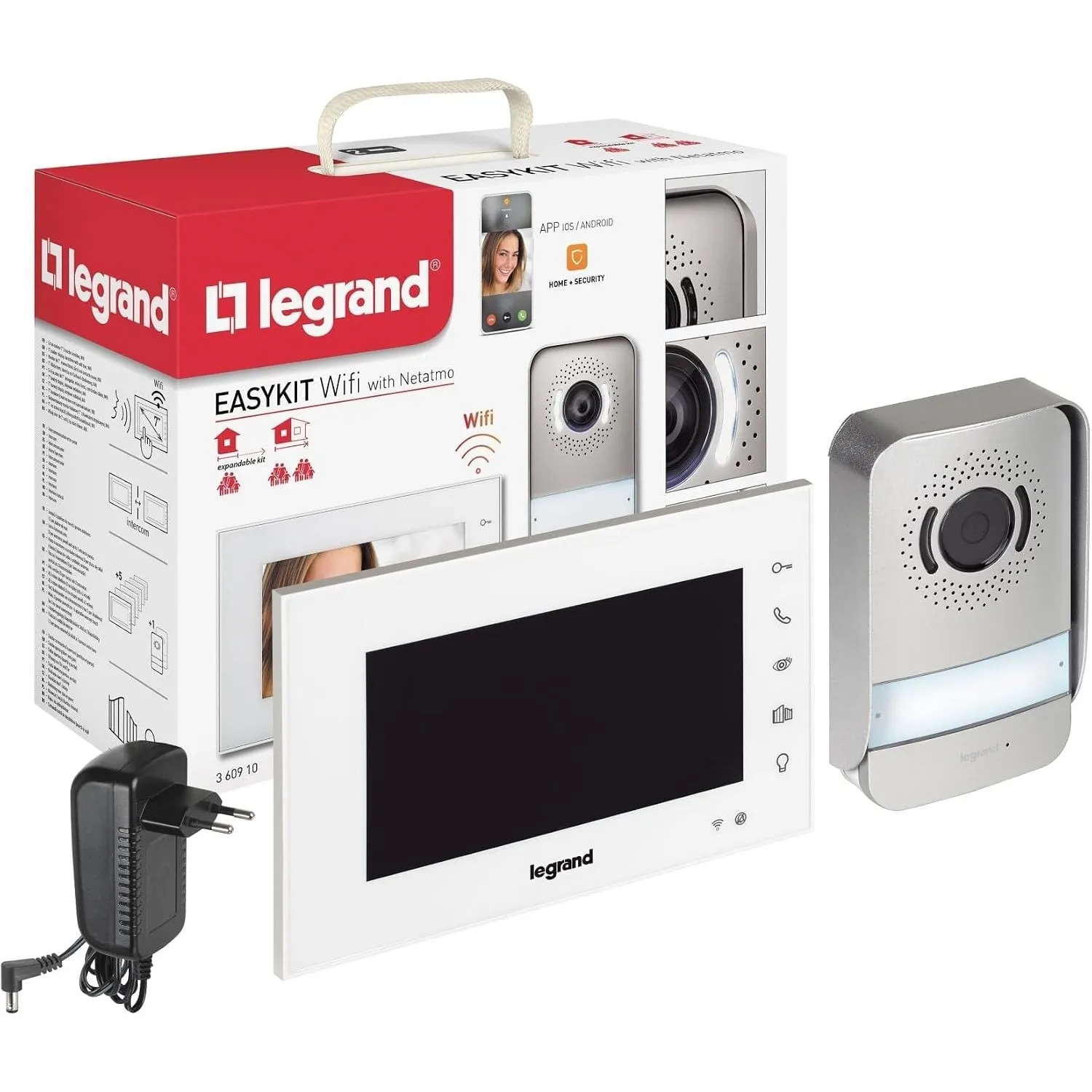 LEGRAND, Wi-Fi Video-Türsprechanlagen-Set, 2-Draht-Anschluss, 7"-Hochglanz-Farbmonitor & Weitwinkelkamera, Smartphone-A…