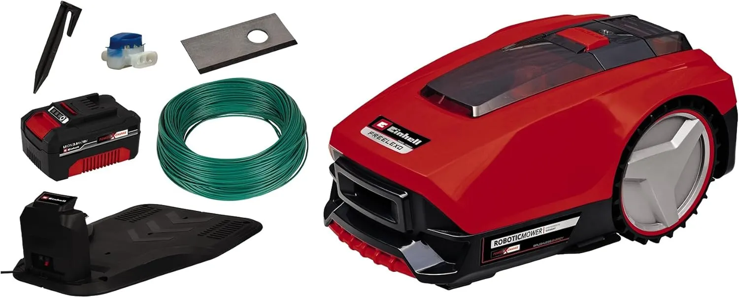 Einhell Mähroboter FREELEXO 550 Kit Power X-Change (18V, bis 35% Steigung, Stoß-/Kipp-/Hebe-/Regensensor, inkl. Install…