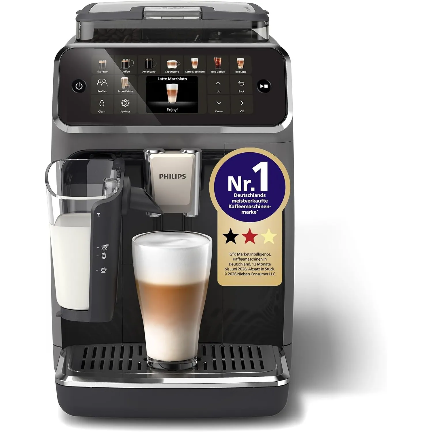 PHILIPS Kaffeevollautomat LatteGo 5500 Serie, Schwarz, 20 Spezialitäten