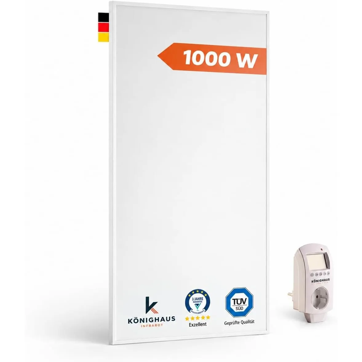 Könighaus Infrarotheizung 1000 W - Thermostat - Eco-Modell - 14-26 m²