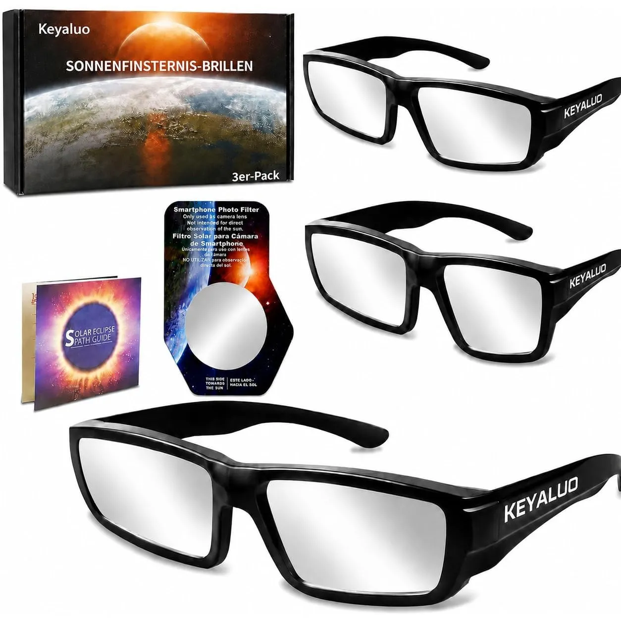 3/6 Sonnenfinsternis Brille,EN ISO 12312-2:2015(E) & CE-zertifiziert,AAS-zugelassen 2026,Sonnenfinsternis Brillen robus…