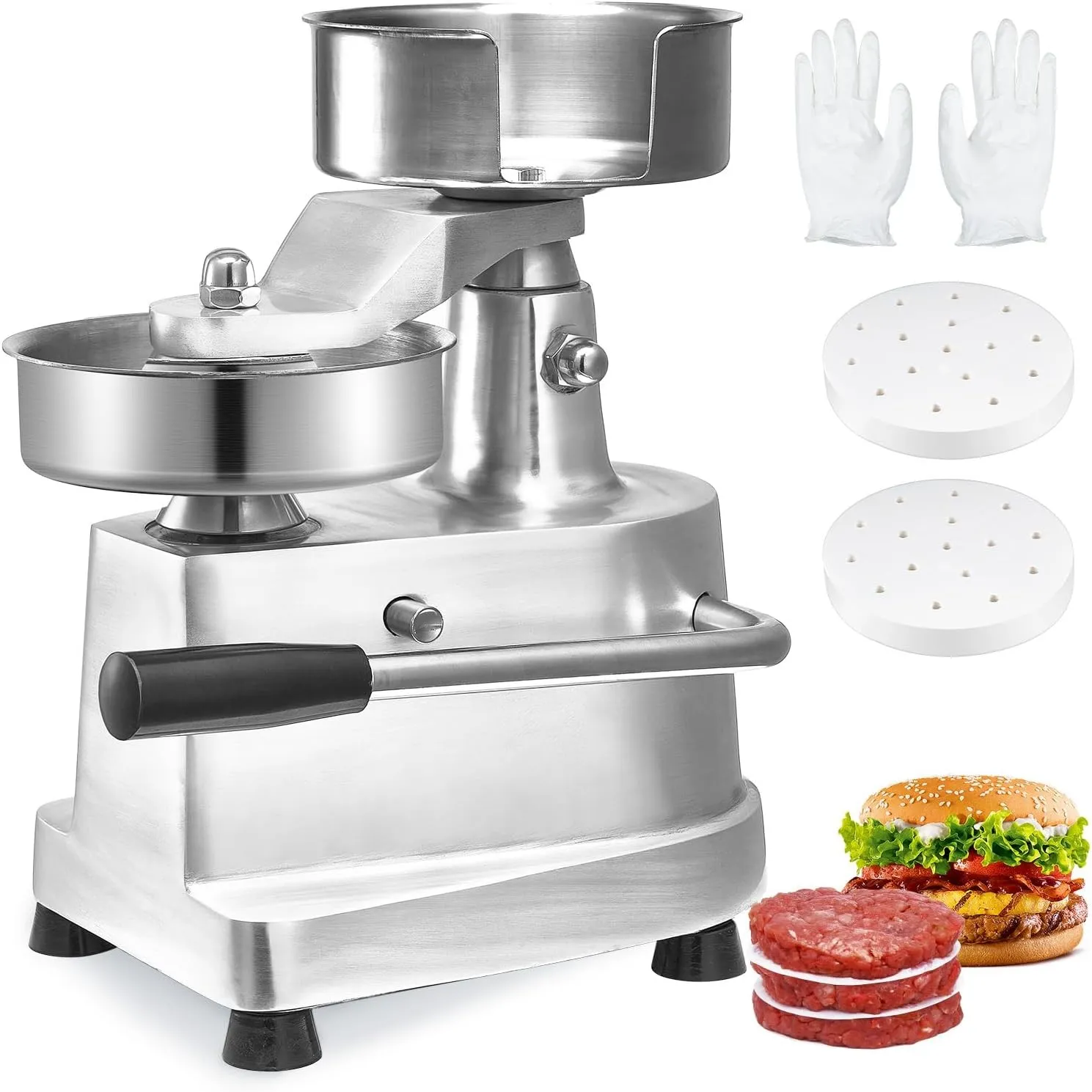 VEVOR Kommerzieller Burger-Patty-Maker, 130 mm, Hamburger-Rind-Patty-Maker, Strapazierfähig, Lebensmittelechter Edelsta…