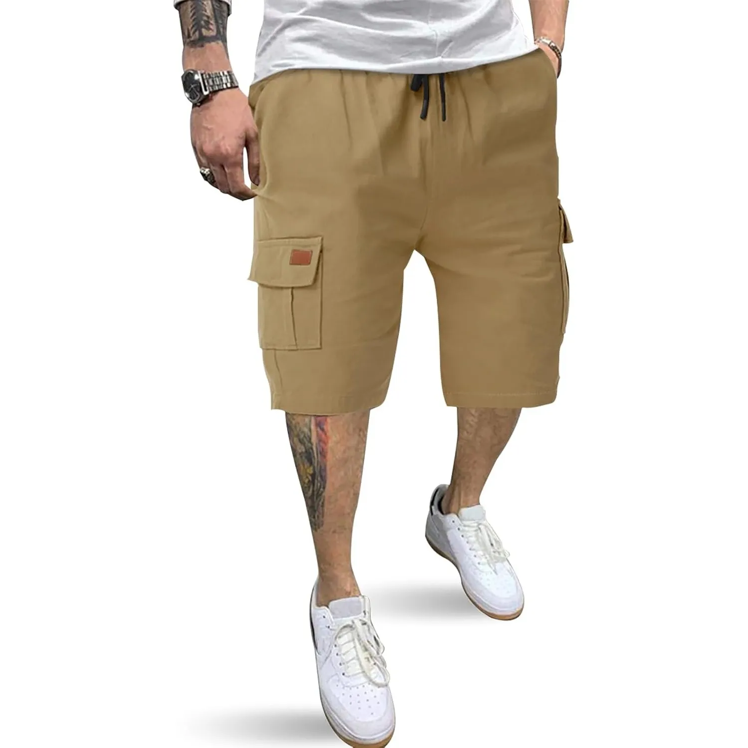 HMIYA Kurze Hosen Herren Cargo Shorts Baumwolle Bermuda Shorts Sommer Cargohose Herren kurz mit Taschen
