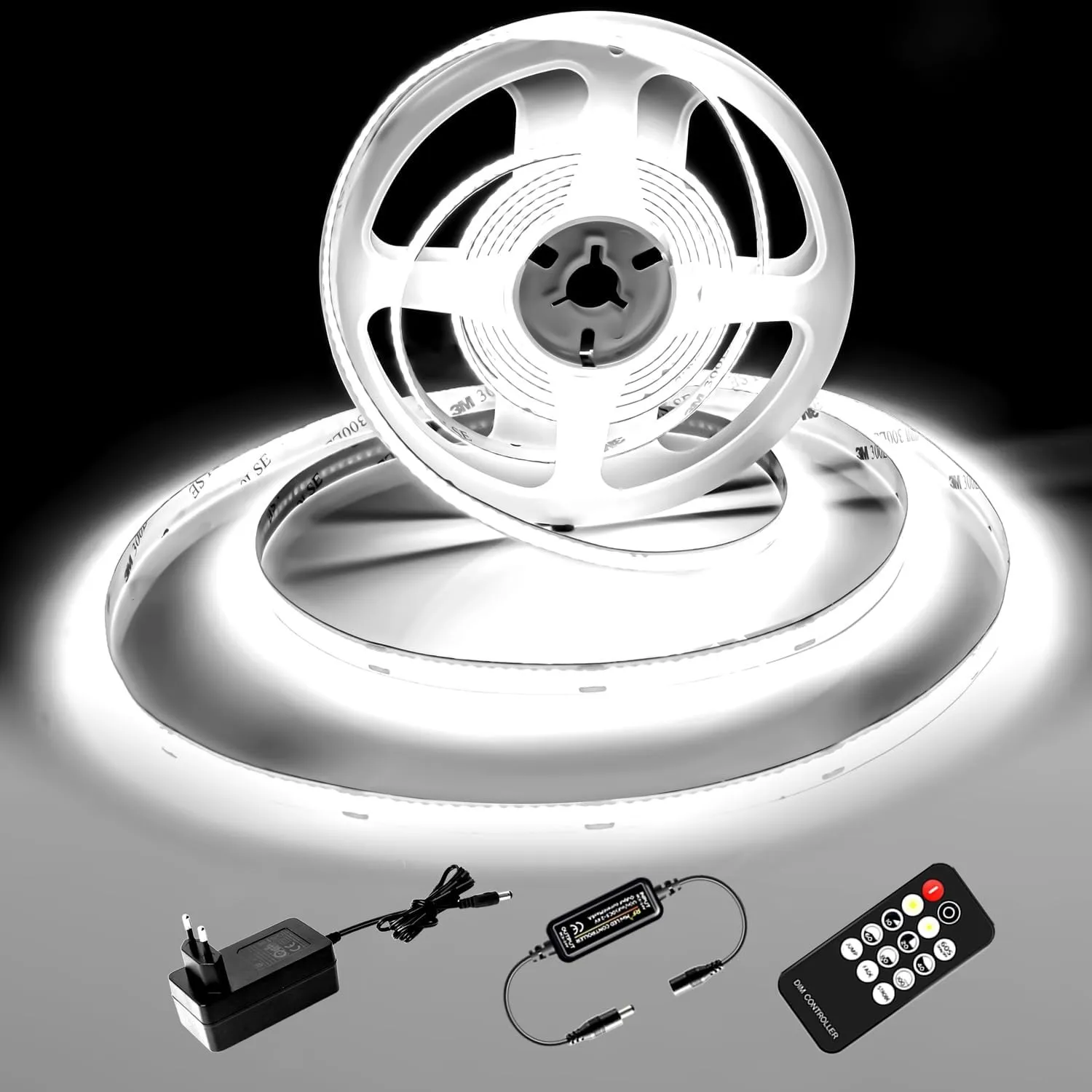 COB LED Streifen 2M,6000K Kaltweiß LED Strip, 24V Dimmbar LED Streifen Licht, CRI92, 8mm Breite, mit Fernbedienung und …