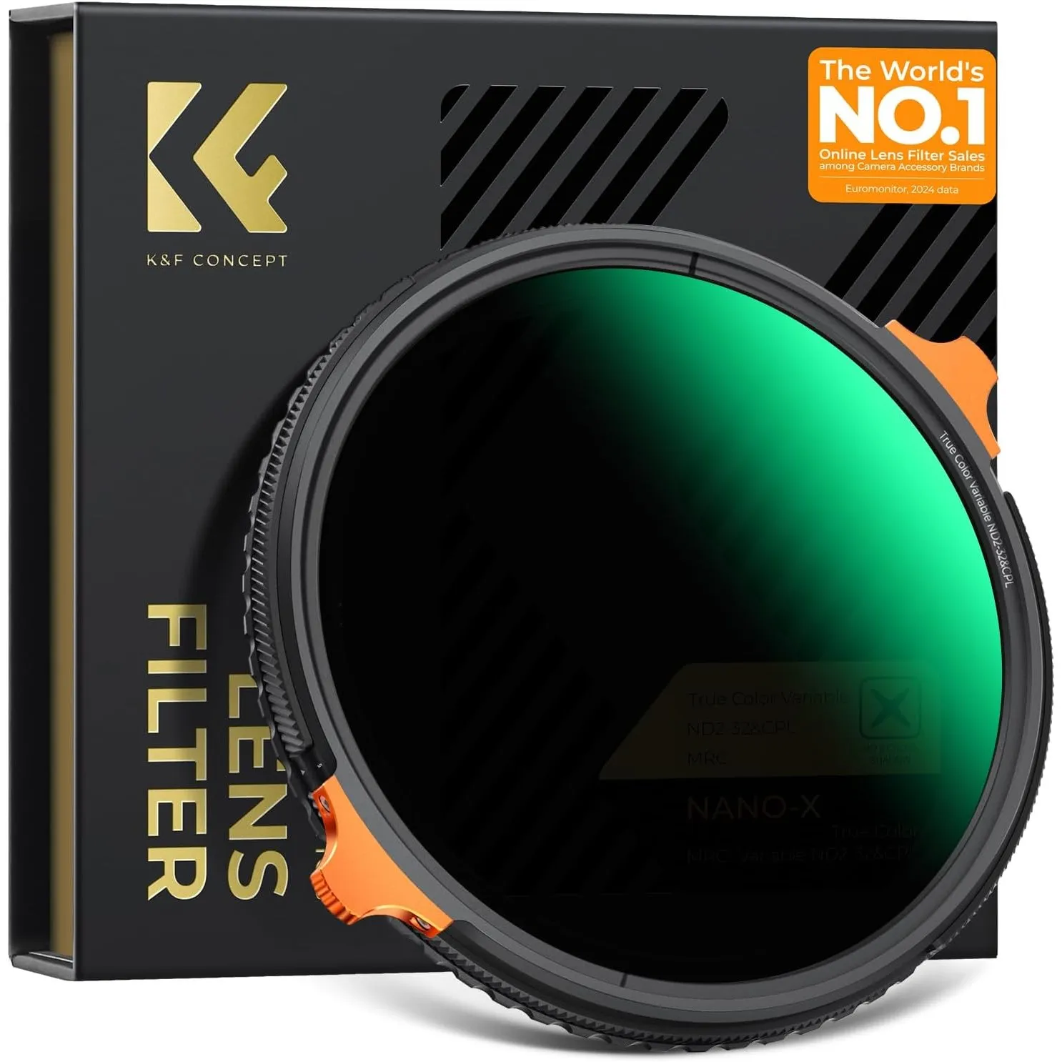 K&F CONCEPT Nano-X True Color ND Filter 82mm Polfilter&ND2-ND32（1-5 Blendenstufen） 2-in-1 multifunktionaler CPL&Graufil…