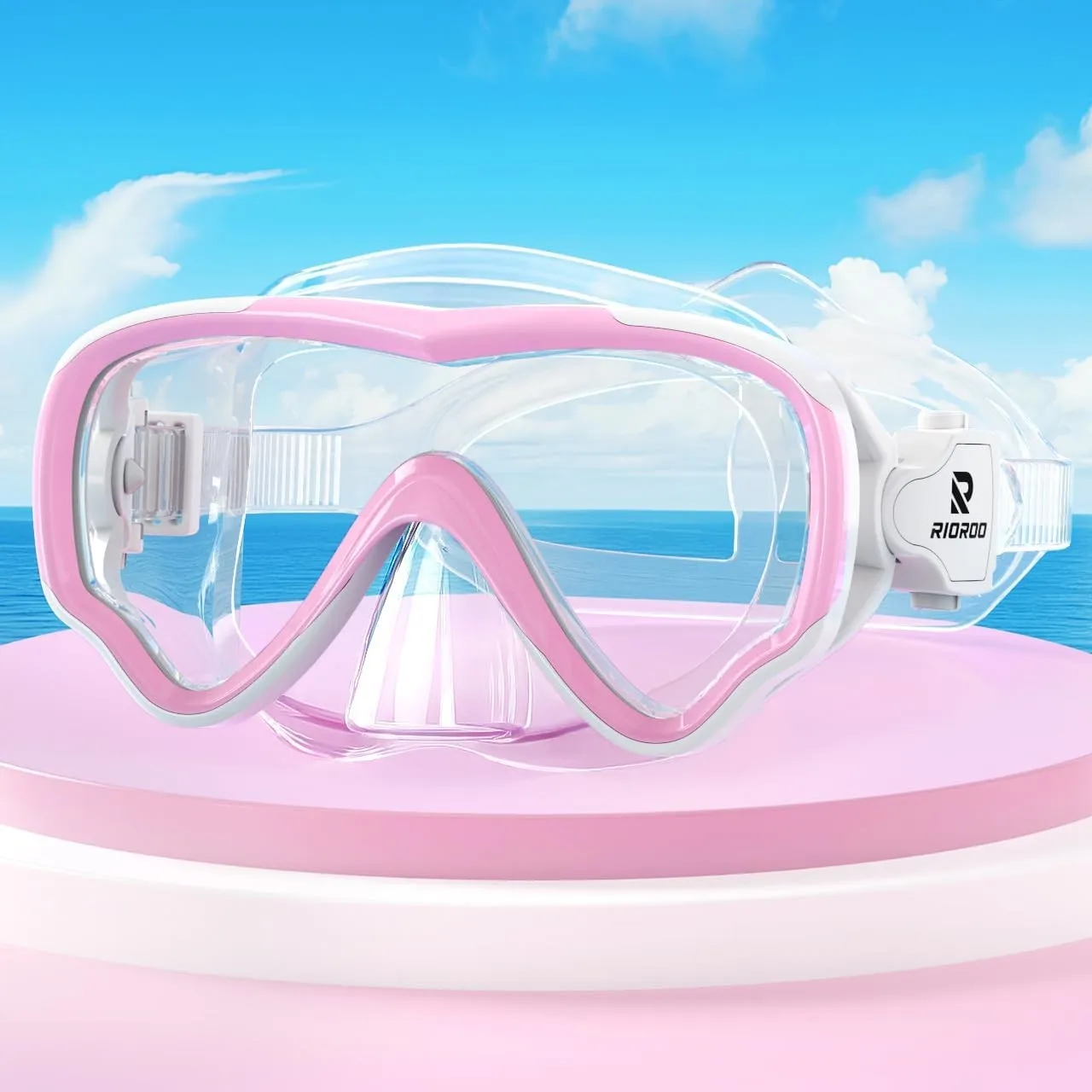 Taucherbrille Kinder, Leckagefaste Nebelfestigkeit 180 ° Panorama HD-Tauchmasche mit Nasenbekleidung, Geeignet für Jung…
