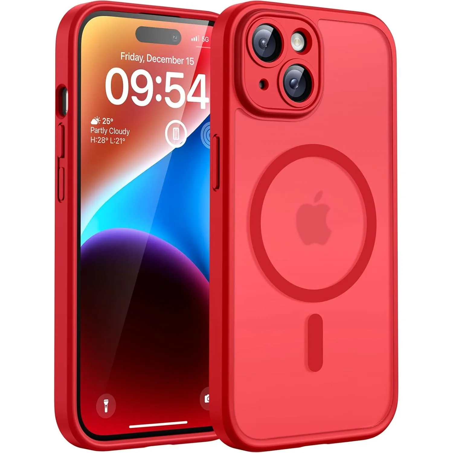 TOCOL für iPhone 14 Hülle, Kompatibel mit MagSafe, Rot