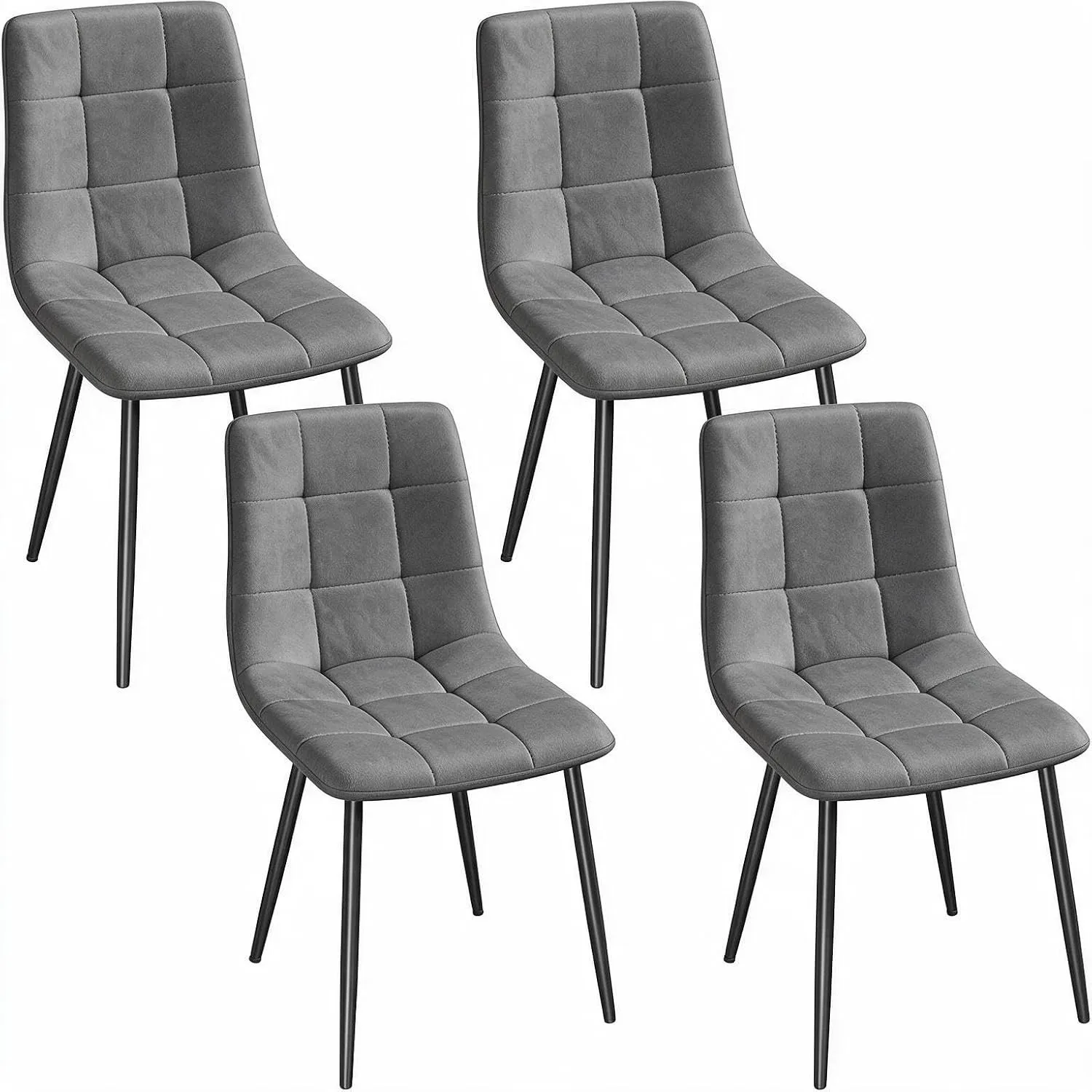 EUGAD Esszimmerstühle 4er Set Gepolstert Samt Dunkelgrau