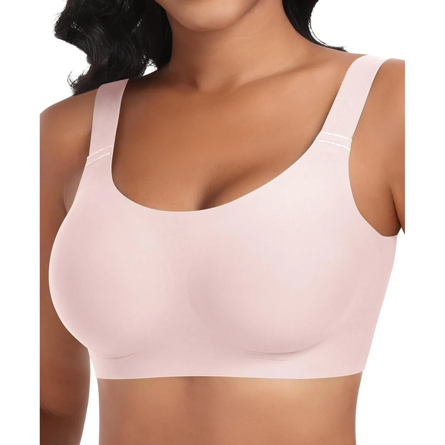 Nahtloser BH Damen Ohne Bügel Glatt Komfort Vollschalen Gepolstert Bustier Weicher BH Bequemer T-Shirt Soft BH Bra Bral…