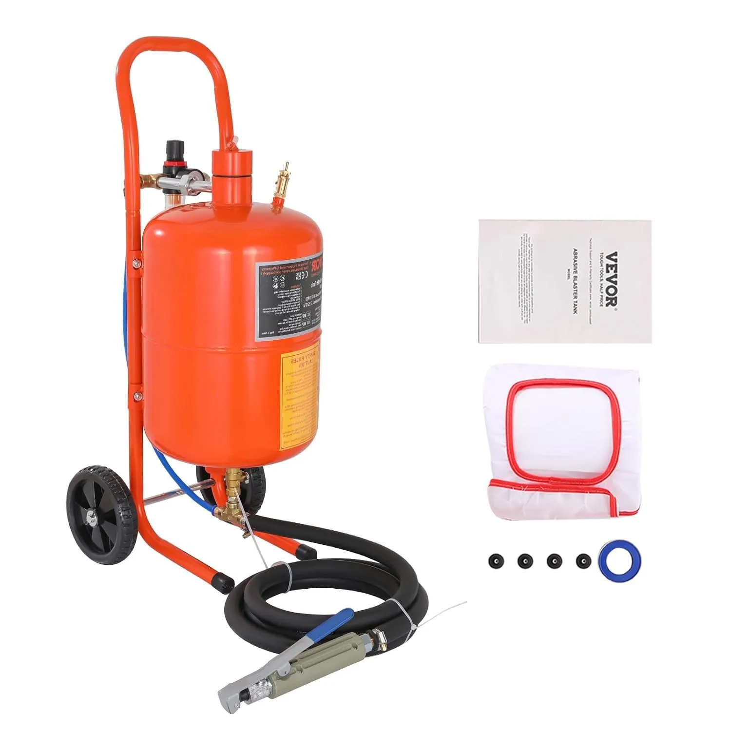 VEVOR Mobiles Sandstrahlgerät 18,92 L Sandstrahlanlage 243,84 cm ArbeitsschlauchSandstrahler 60–110 PSI Arbeitsdruck id…