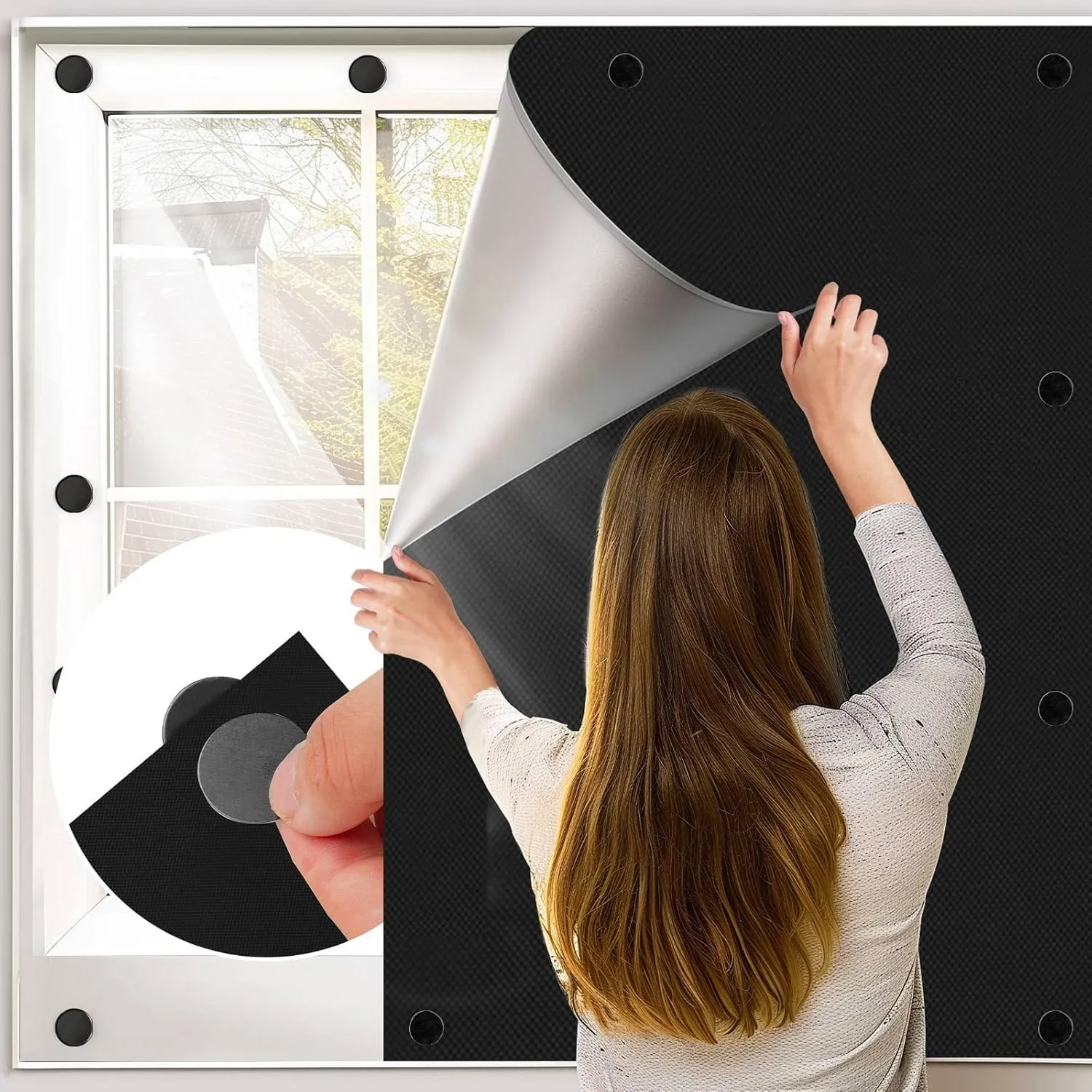 BKSAI Fenster Verdunkelung Magnetisch 130X145CM Verdunklungsstoff | Verdunkelungsrollo Magnetverschluss, ohne Bohren, f…