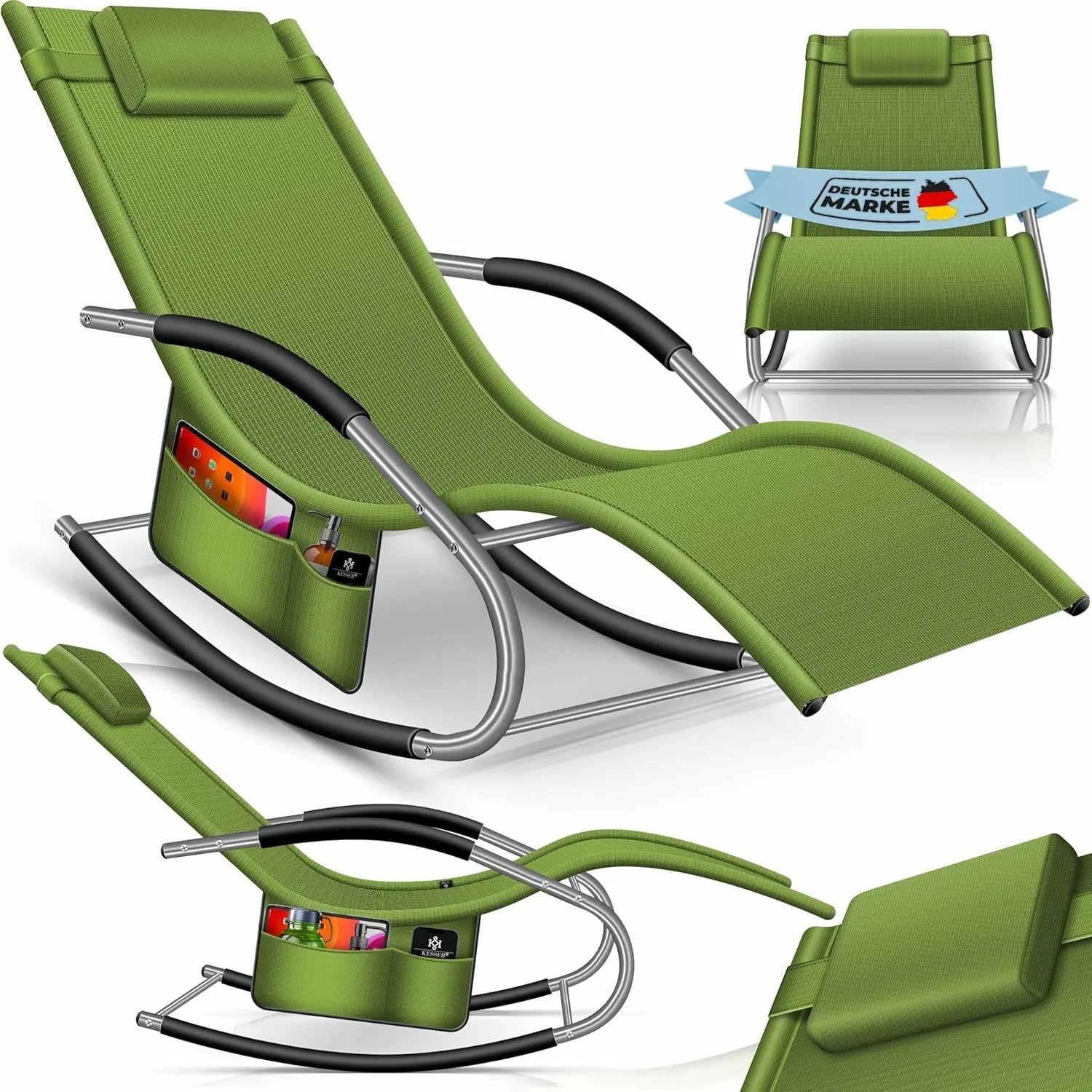KESSER® Sonnenliege Relaxliege Schwungliege | Gartenliege | Gartenstuhl | Liegestuhl | Schaukelsessel | ergonomische Re…