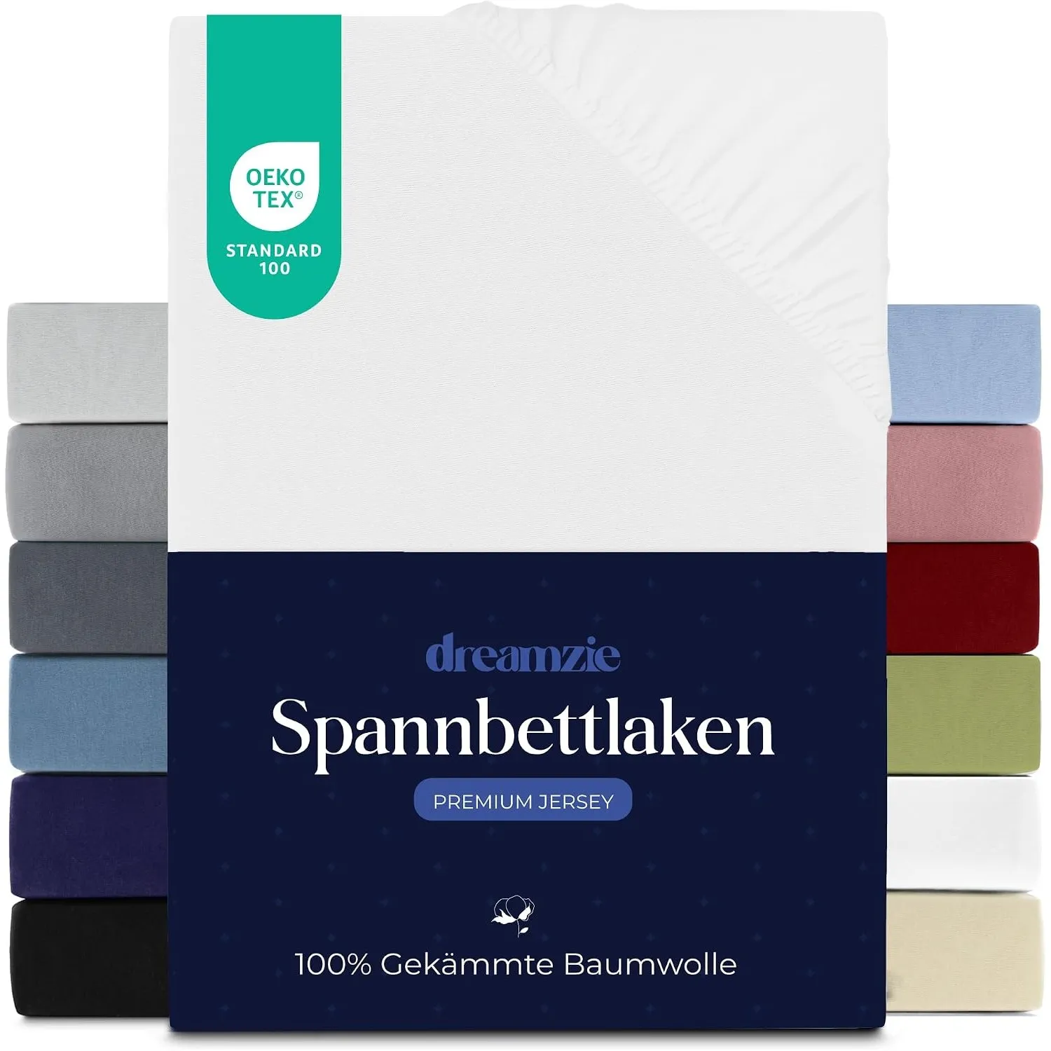 Dreamzie - Spannbettlaken - 180x200cm - 100% Gekämmte Baumwolle - Jersey