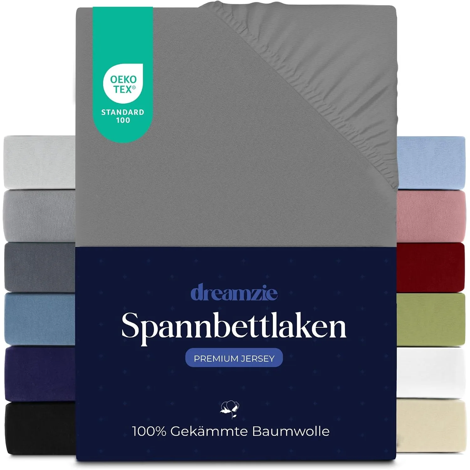 Dreamzie - Spannbettlaken - 180x200cm - 100% Gekämmte Baumwolle - Jersey