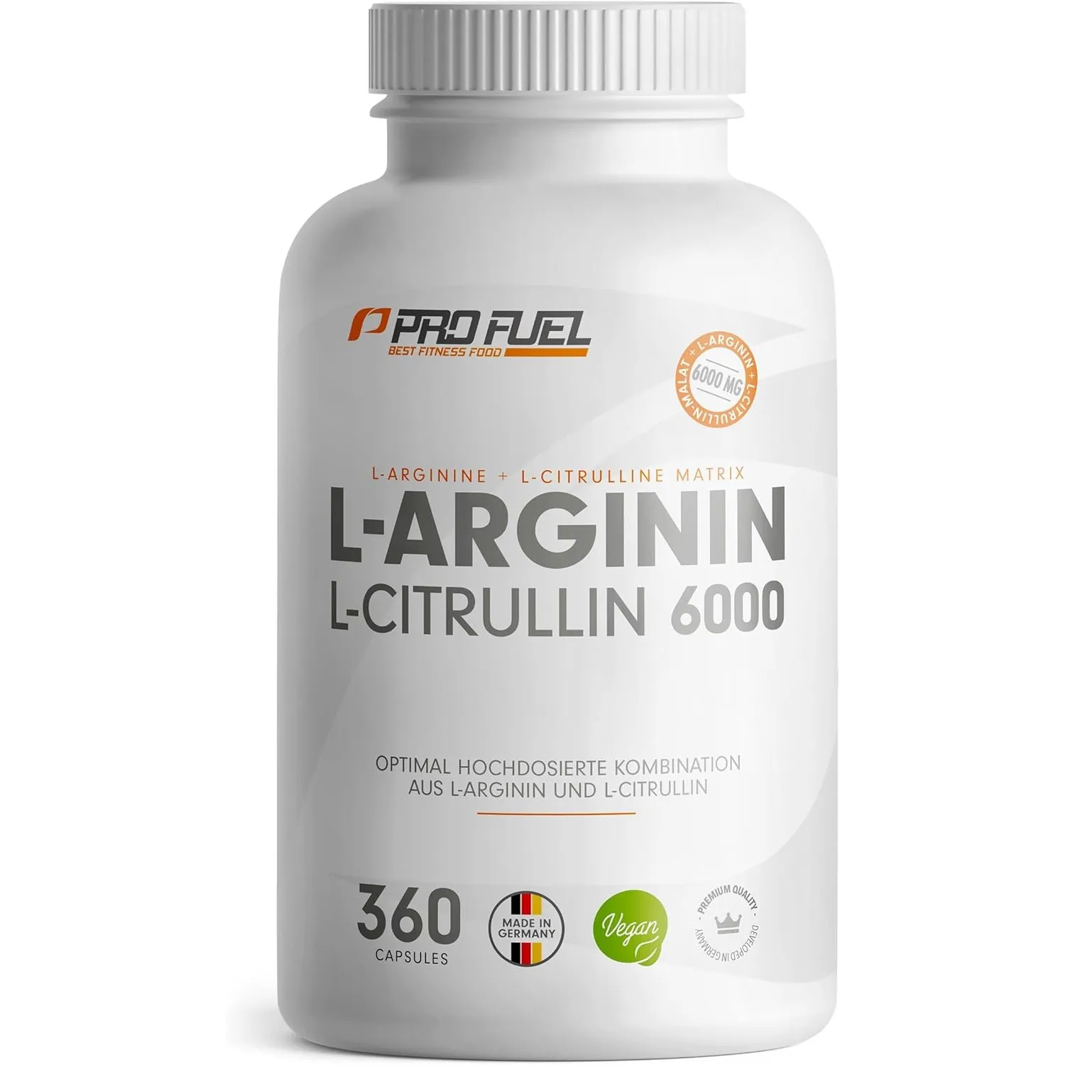 L-Arginin + L-Citrullin-Malat Kapseln 360x - mit 6000 mg pro Tag aus L-Arginin (2400 mg) + L-Citrullin-Malat (3600 mg) …