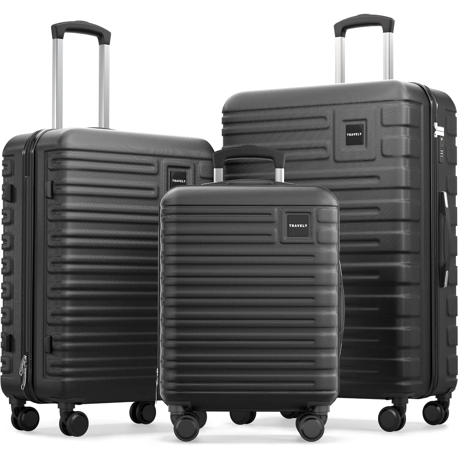 Travely Polycarbonat Koffer Set 77cm, 67cm, Handgepäck Koffer in einem Set, Sehr robuste Reisekoffer mit sanften Rollen…