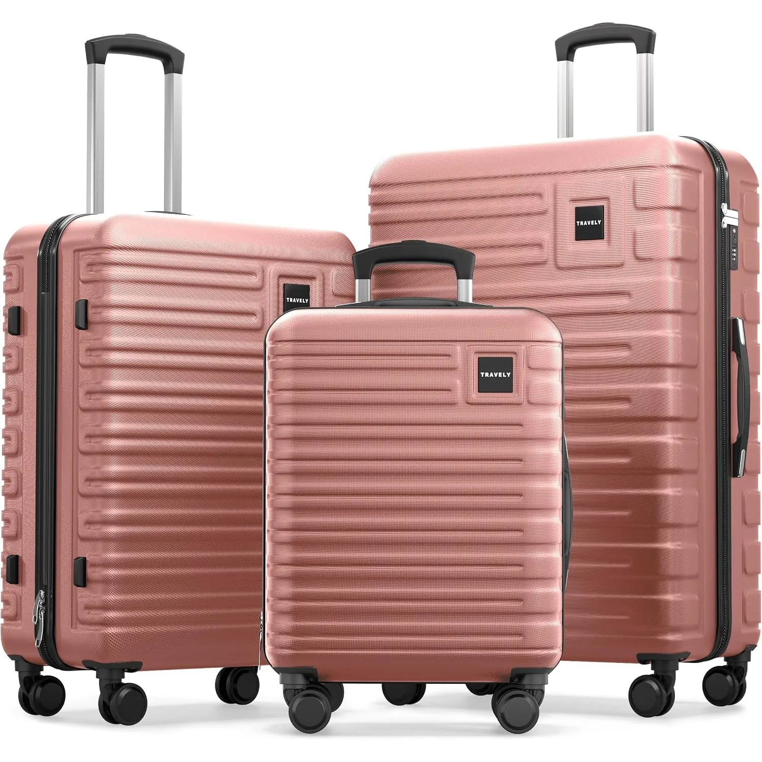 Travely Polycarbonat Koffer Set 77cm, 67cm, Handgepäck Koffer in einem Set, Sehr robuste Reisekoffer mit sanften Rollen…