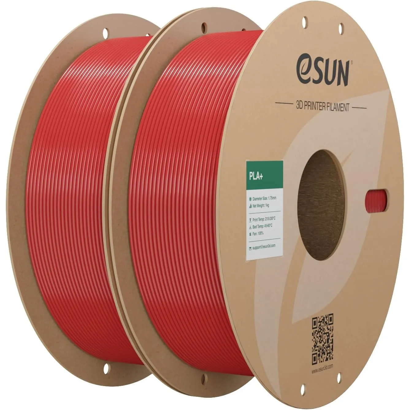 eSUN PLA+ Filament 1.75mm, Feuerrot, 2KG | 3D Drucker Filament PLA Plus, Maßgenauigkeit +/- 0.03mm, 1KG pro Spule, 2 Sp…