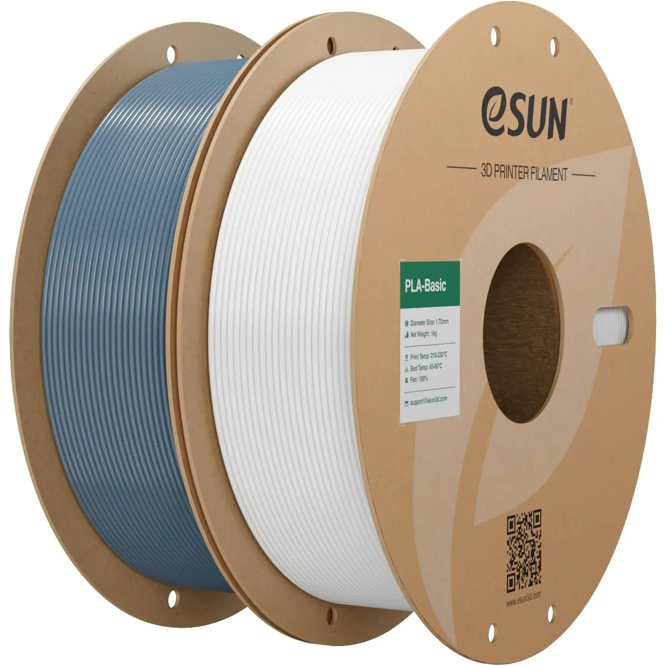 eSUN PLA Basic Filament 1.75mm, Grau+Kaltes Weiß, 2KG