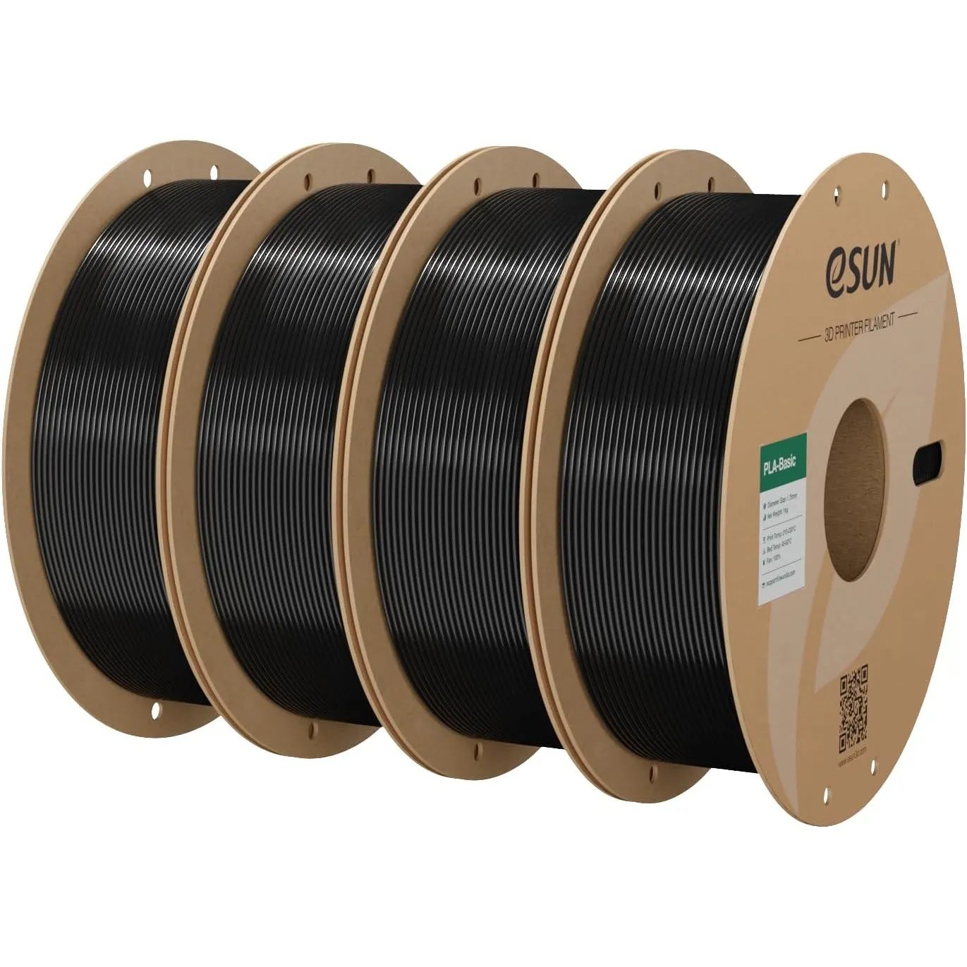 eSUN PLA Basic Filament 1.75mm, Schwarz, 4KG