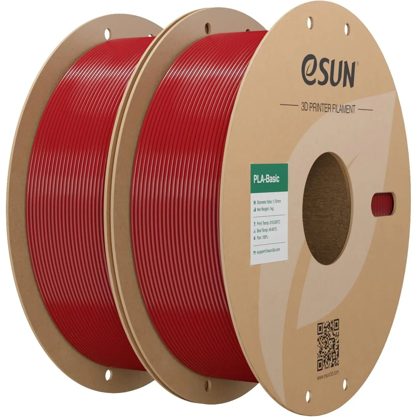 eSUN PLA Basic Filament 1.75mm, Feuerrot, 2KG
