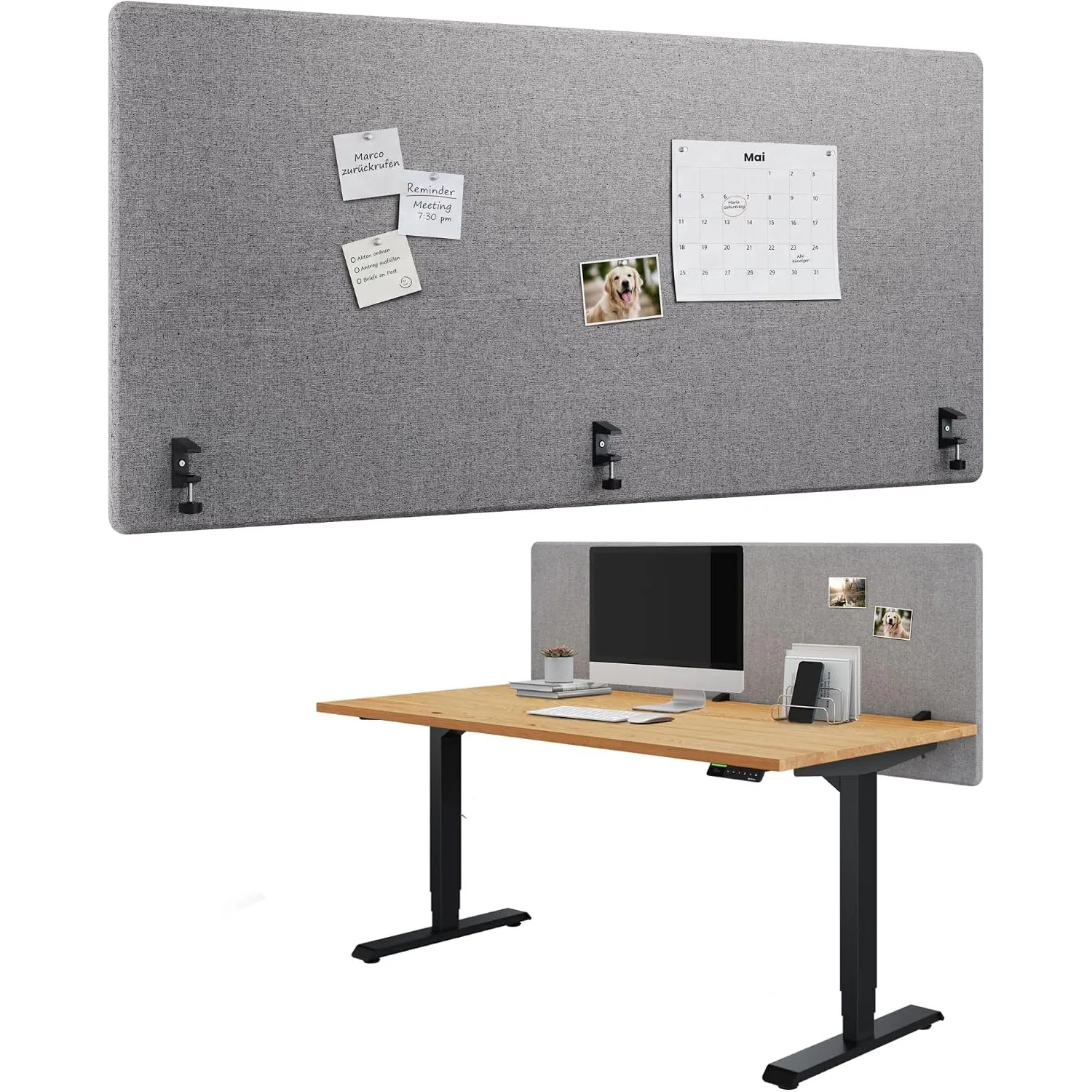 Ergotopia Akustik Trennwand Schreibtisch (180 x 80 x 2,8 cm), Verstellbarer Sichtschutz für Büro | Fokus Tischtrennwand…