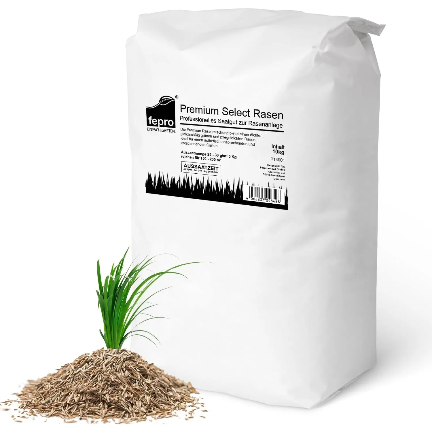10kg Premium Rasensamen für Profis 400m², Zierrasen Superrasen, besonders dichtwachsend und tiefgrün, ideal für Neuansa…