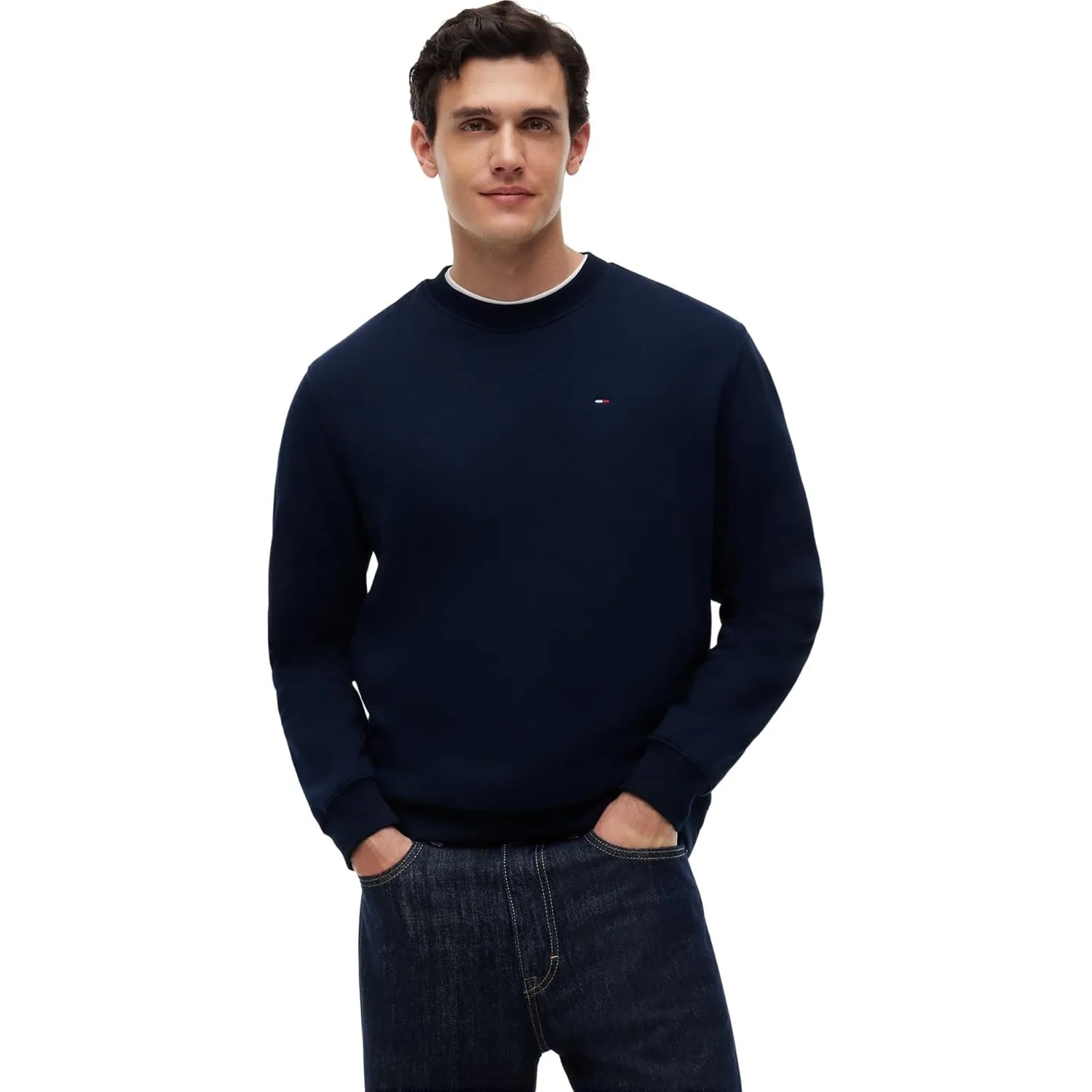 Tommy Jeans Herren Sweatshirt Regular Fit Flag Fleece Rundhalsausschnitt