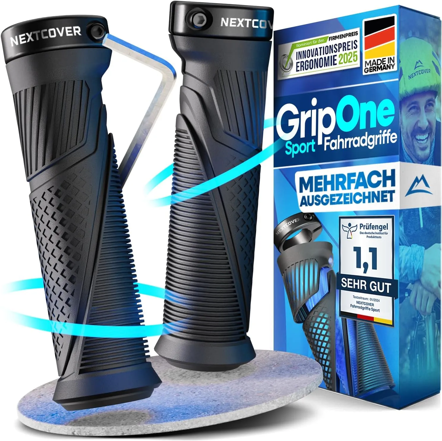 NEXTCOVER® Ergonomic Bicycle Grips with Comfort Grip Technology, Universal Bicycle & MTB Handles, Bicycle Handles, Hand…