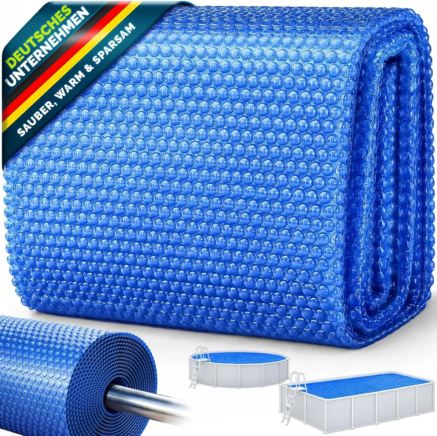 tillvex Pool Solar Tarpaulin, Round & Rectangular, Solar Film Thickness 120 µm, Solar Tarpaulin Can Be Cut to Size, Poo…