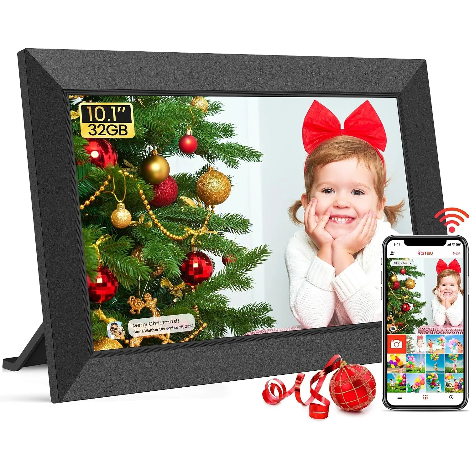 Frameo WLAN Digitaler Bilderrahmen 10,1 Zoll, HD 1280 * 800 IPS Touchscreen Elektronischer FotoRahmen mit 32GB Speicher…