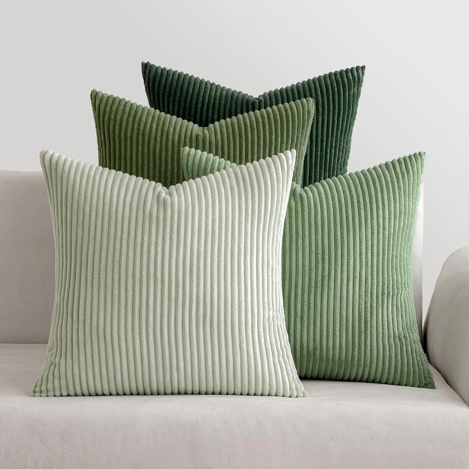 MIULEE Kissenbezug 50x50 4er Set Kordsamt Kissenhülle sofakissen Green