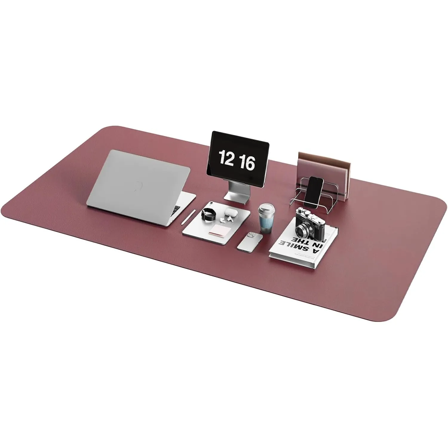 YSAGi Schreibtischunterlage, Premium Leder Mauspad, Dunkelpink, 120x60cm | Rutschfeste Schreibtisch Unterlage, Tischunt…