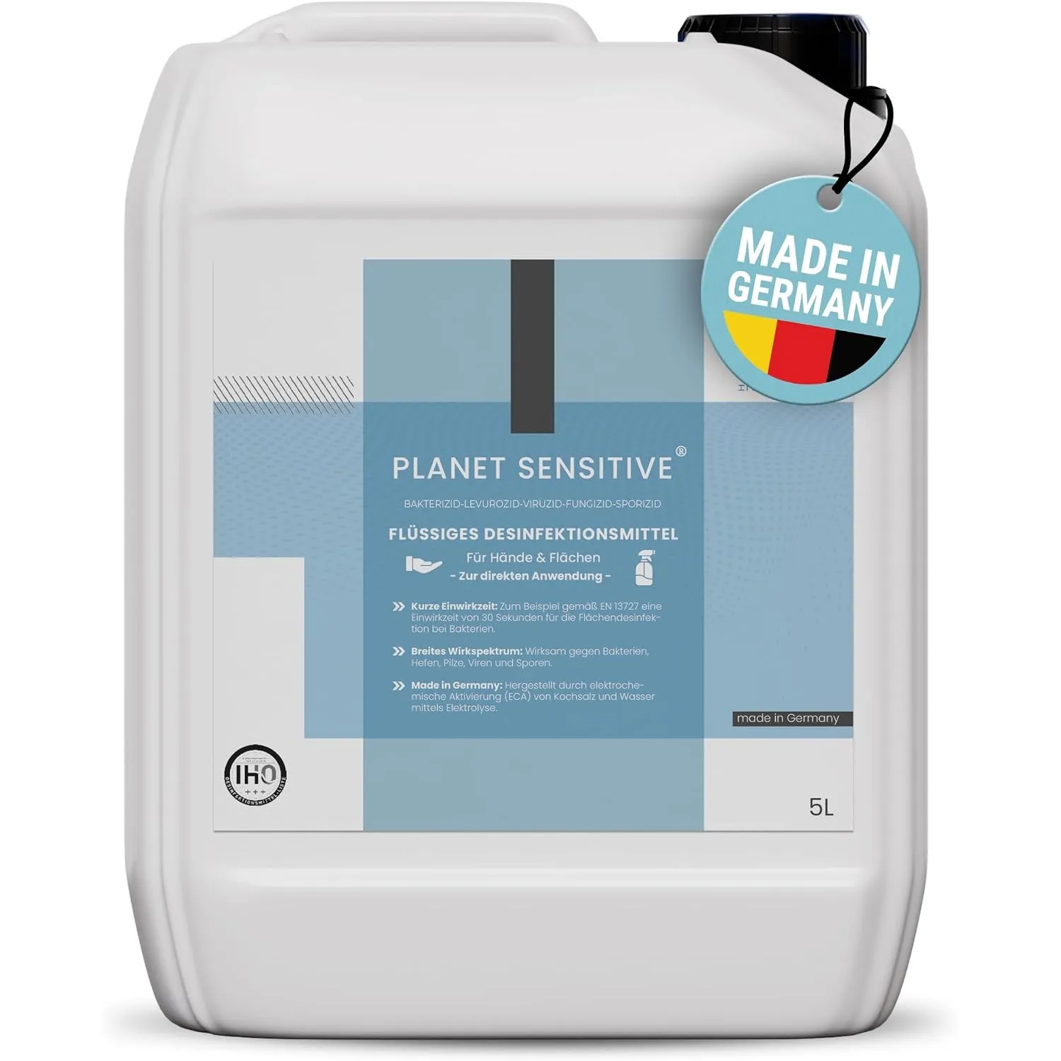 Planet Sensitive® - 5L alkoholfreies Desinfektionsmittel für Flächen, Oberflächen & Hände | Wirksam gegen Bakterien, Vi…