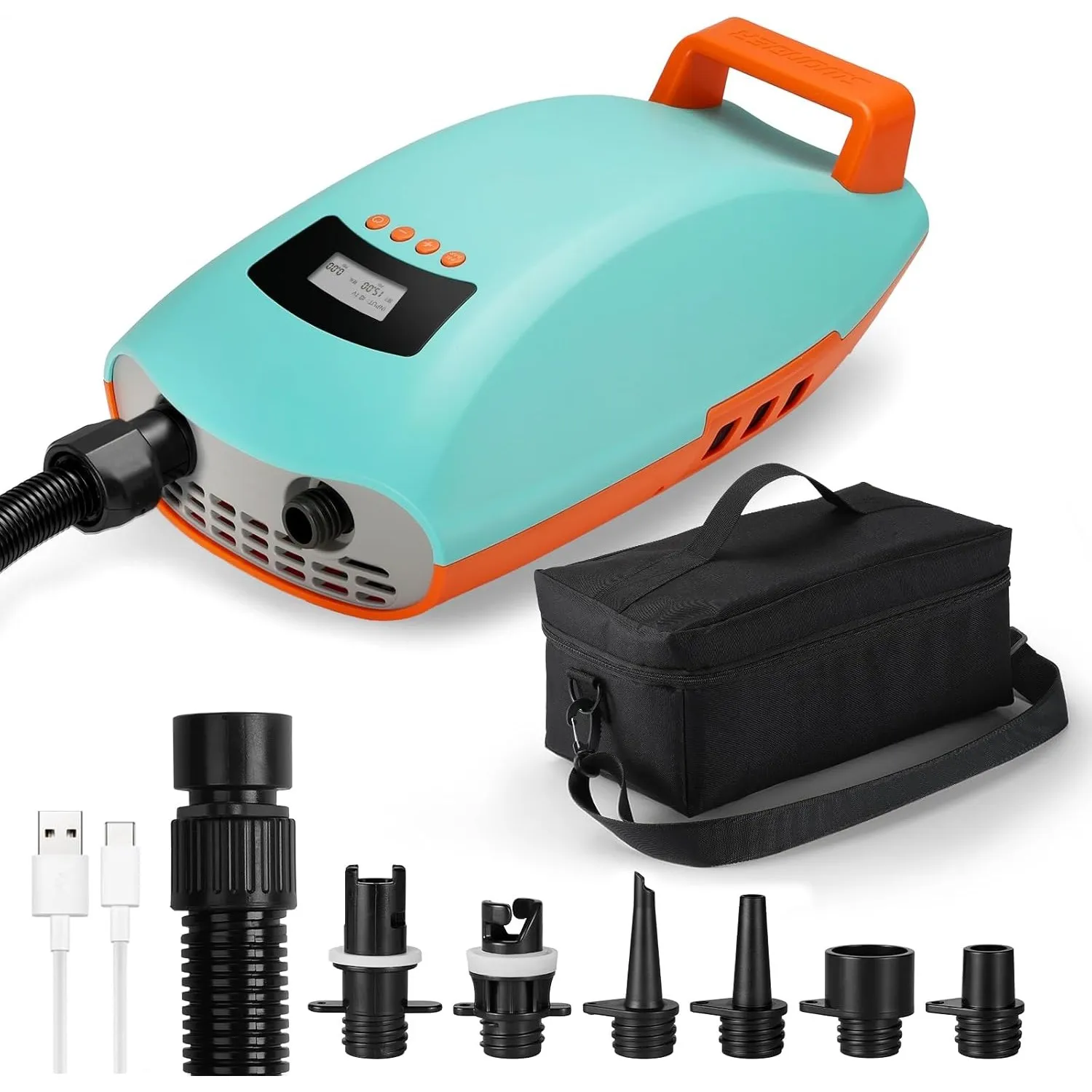 Swonder Seawolf SUP-Pumpe mit 9000mAh Akku, 2X Schnellere 20 PSI Elektrische Luftpumpe mit Doppelkolben, Zweistufen, Ak…