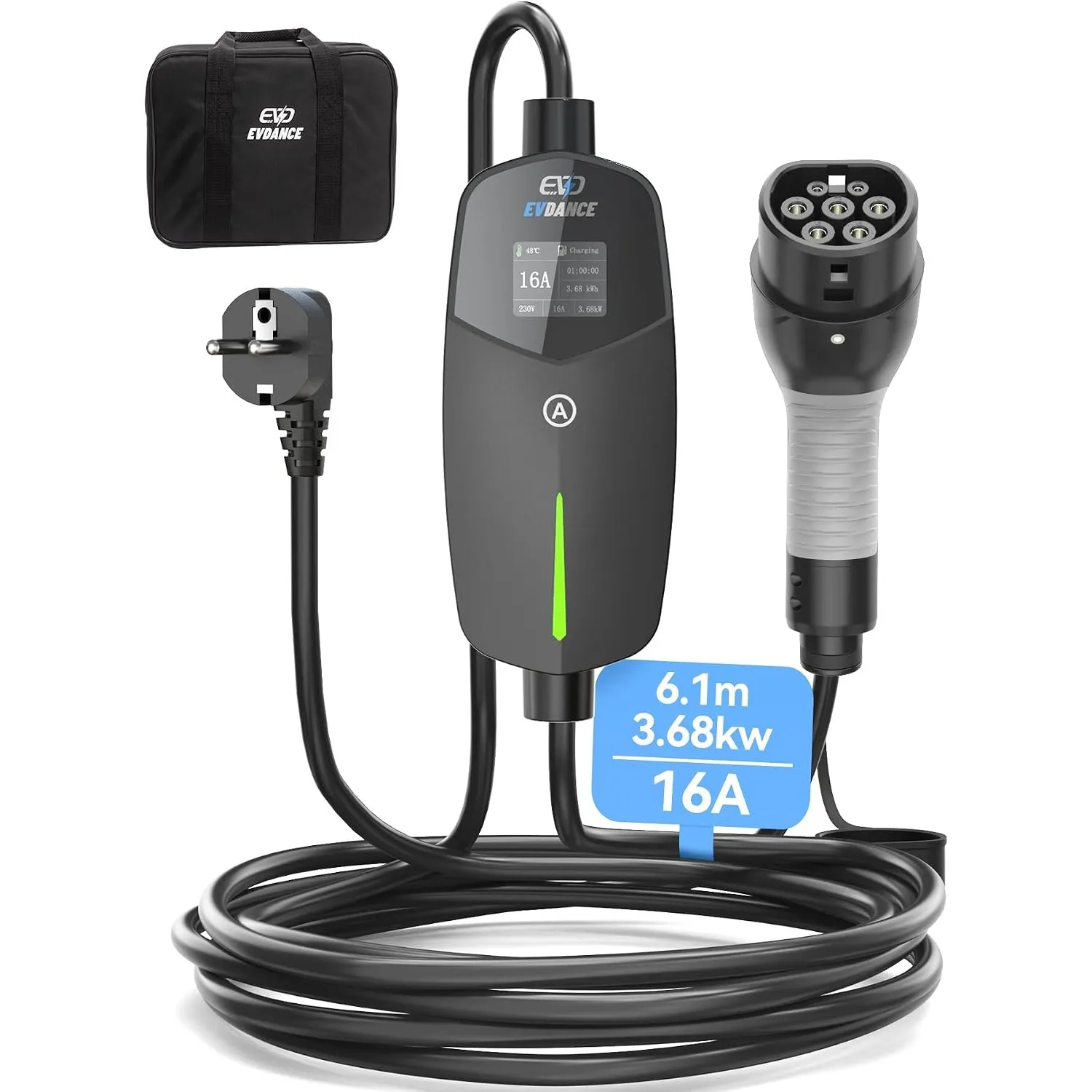 EVDANCE Typ 2 Ladekabel Schuko für Elektroauto & Hybrid(PHEV/EV)