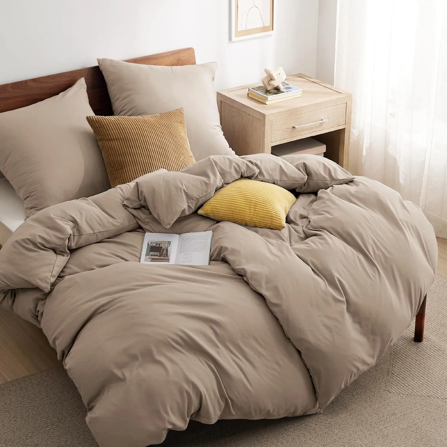 BEDSURE Bettwäsche 135x200 4teilig Khaki - 2 Bettbezüge 135x200 cm + 2 Kissenbezüge 80X80 cm, ÖKO-TEX Bettwäsche-Sets B…