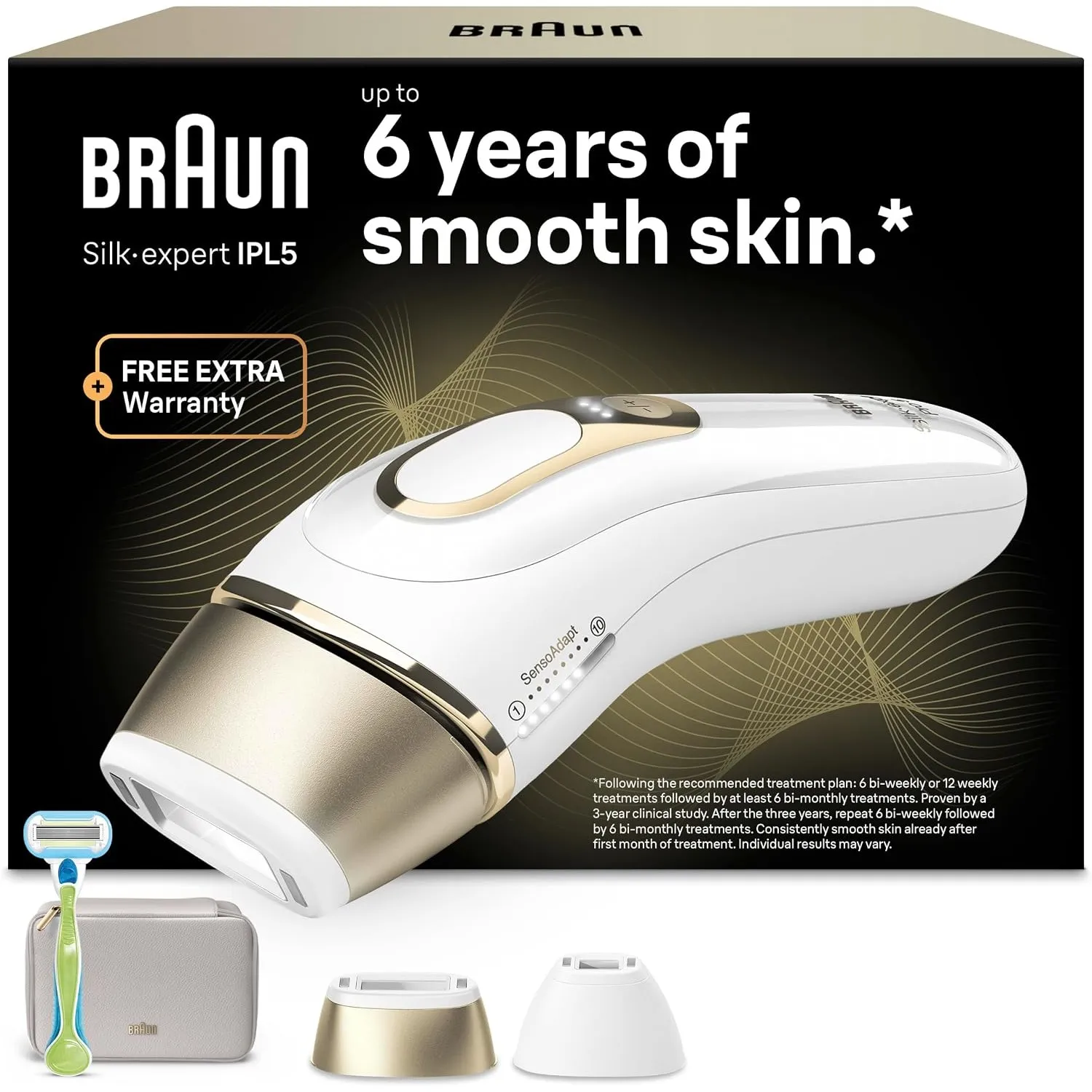 Braun IPL Geräte Haarentfernung Silk·expert Pro 5, PL5152, Weiß/Gold