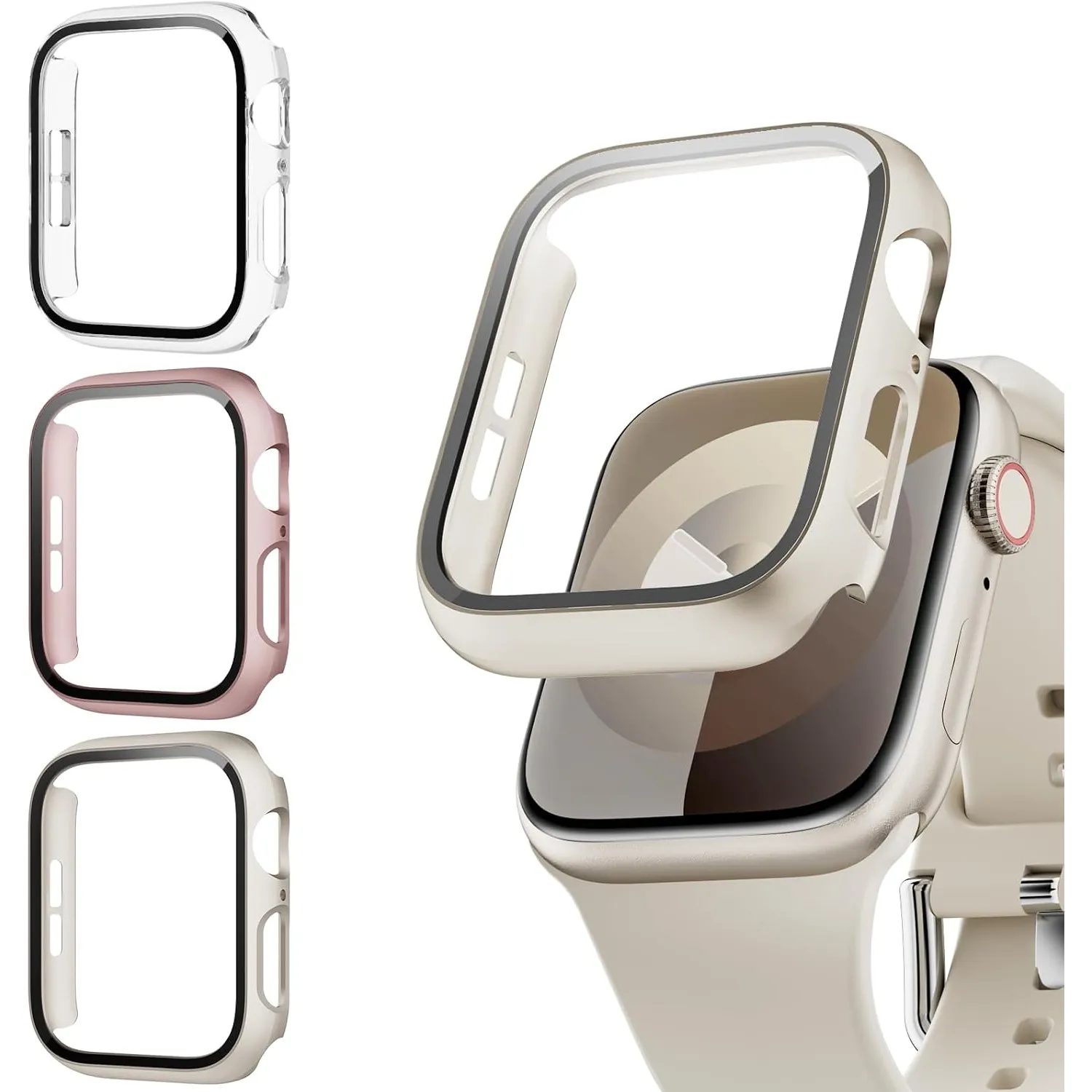 Lovmunia 3-Stück Schutzhülle mit Displayschutzfolie Kompatibel mit Apple Watch SE3(2025)/SE2/SE/6/5/4 40mm, Rundum Hard…
