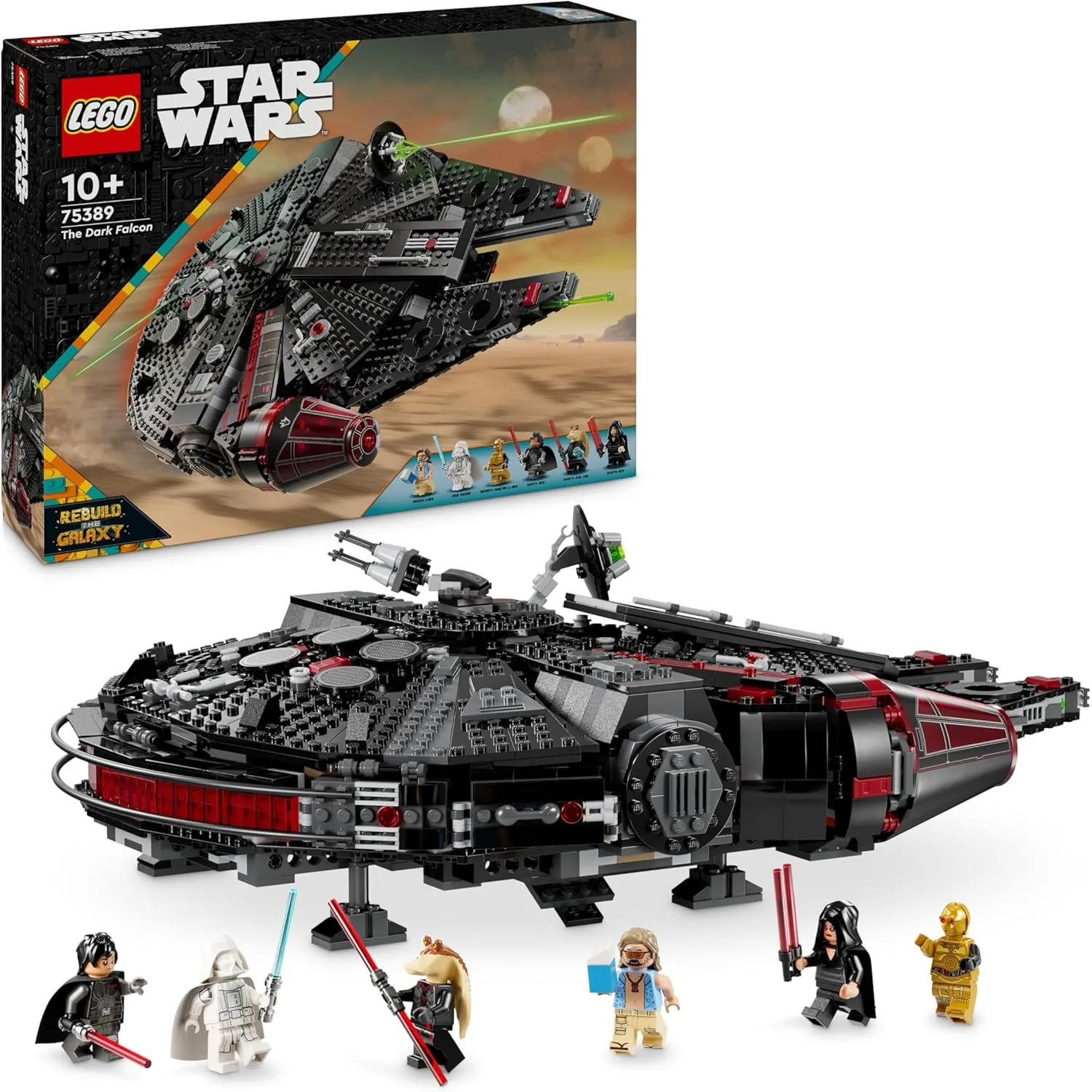 LEGO Star Wars 75389 Der Dunkle Falke – Spielzeug zum Ausstellen mit federbetriebenen Shootern, Kanonen und 6 Minifigur…